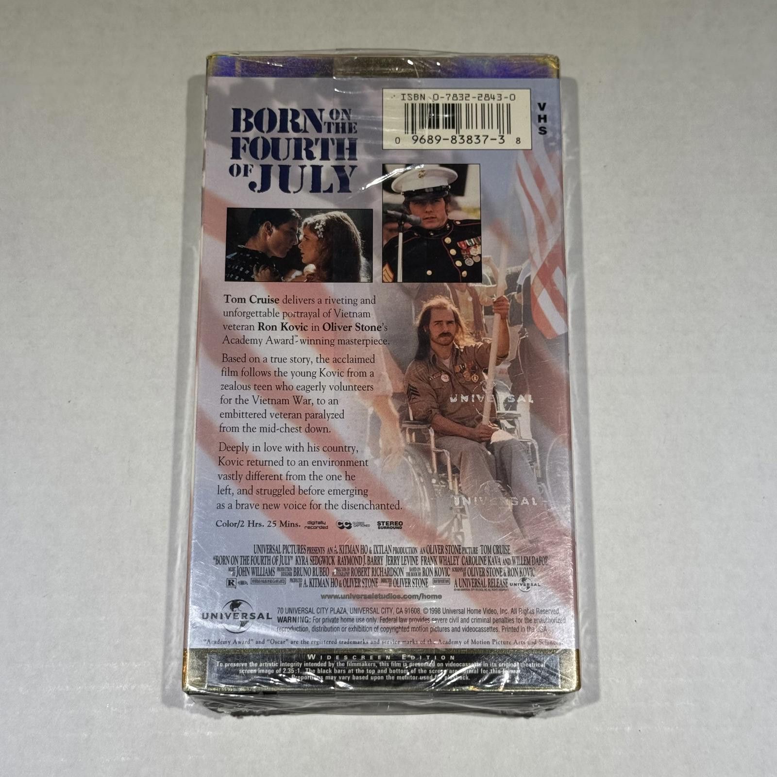 Universal Studios Born on the Fourth of July VHS Widescreen 1998 Print SEALED Size ONE SIZE - 2 Thumbnail