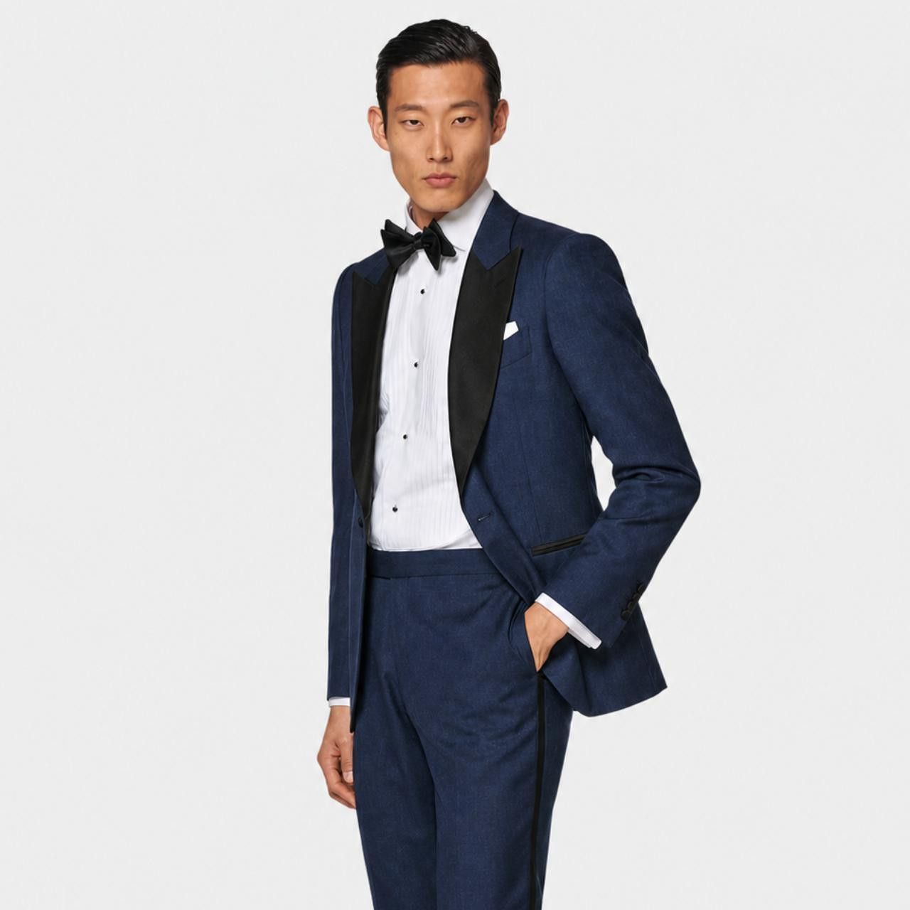 Suitsupply SuitSupply Blue Wool Linen Tuxedo Jacket & Waistcoat 34R Size 34R - 5 Thumbnail