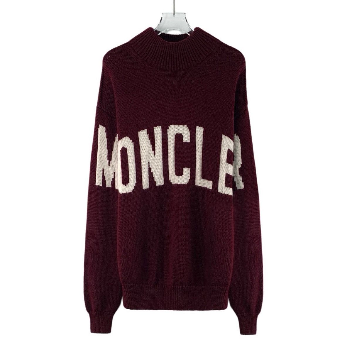 Moncler Moncler Burgundy Long Sleeve Knit Sweater K26WX Size US L / EU 52-54 / 3 - 1 Thumbnail