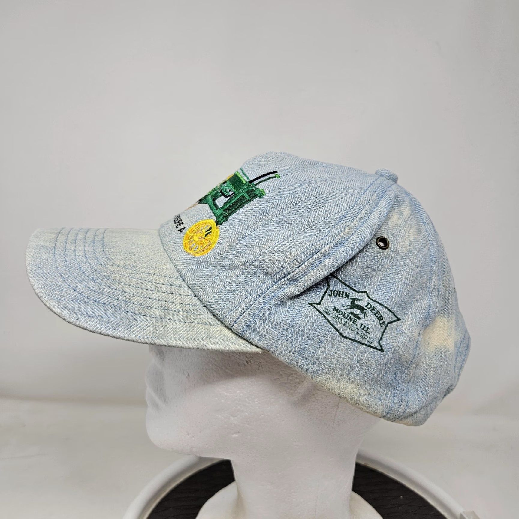 John Deere VINTAGE John Deere Hat Cap Snap Back One Size Denim Mens 80s Size ONE SIZE - 5 Thumbnail