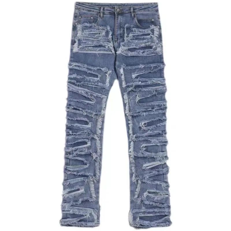 Japanese Brand Streetwear Ripped Hole Baggy Harajuku Men Denim Size US 33 - 5 Thumbnail