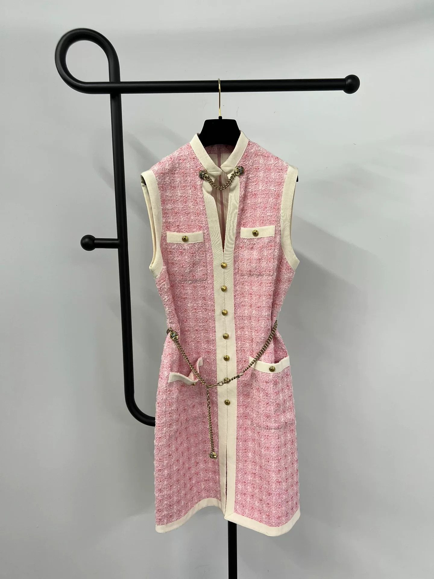 Gucci Gucci Pink Tweed Sleeveless Dress Size US M / EU 48-50 / 2 - 1 Thumbnail