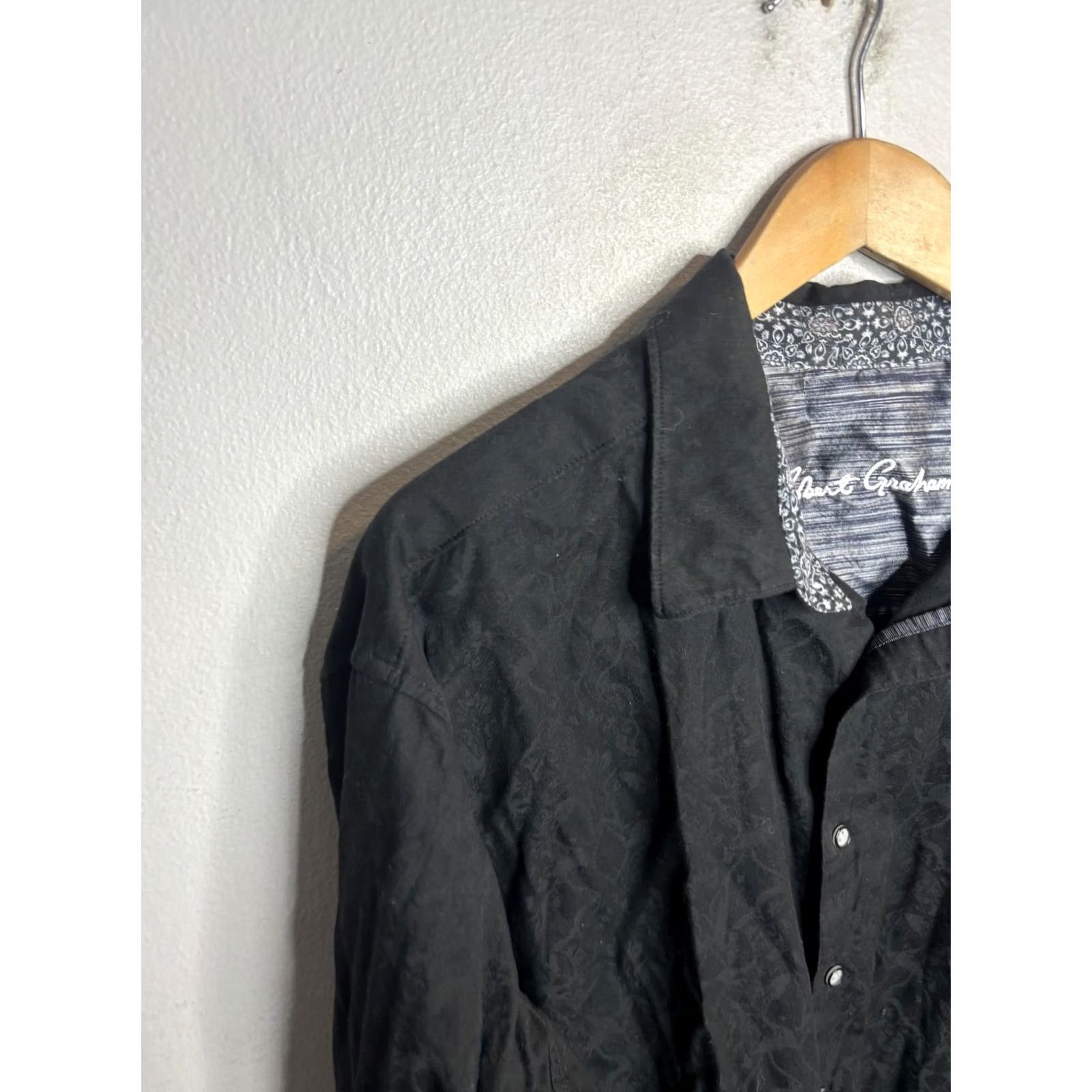 Robert Graham Robert Graham Shirt Mens 2XL Black Long Sleeve Dress Jacquard Size 48R - 2 Thumbnail