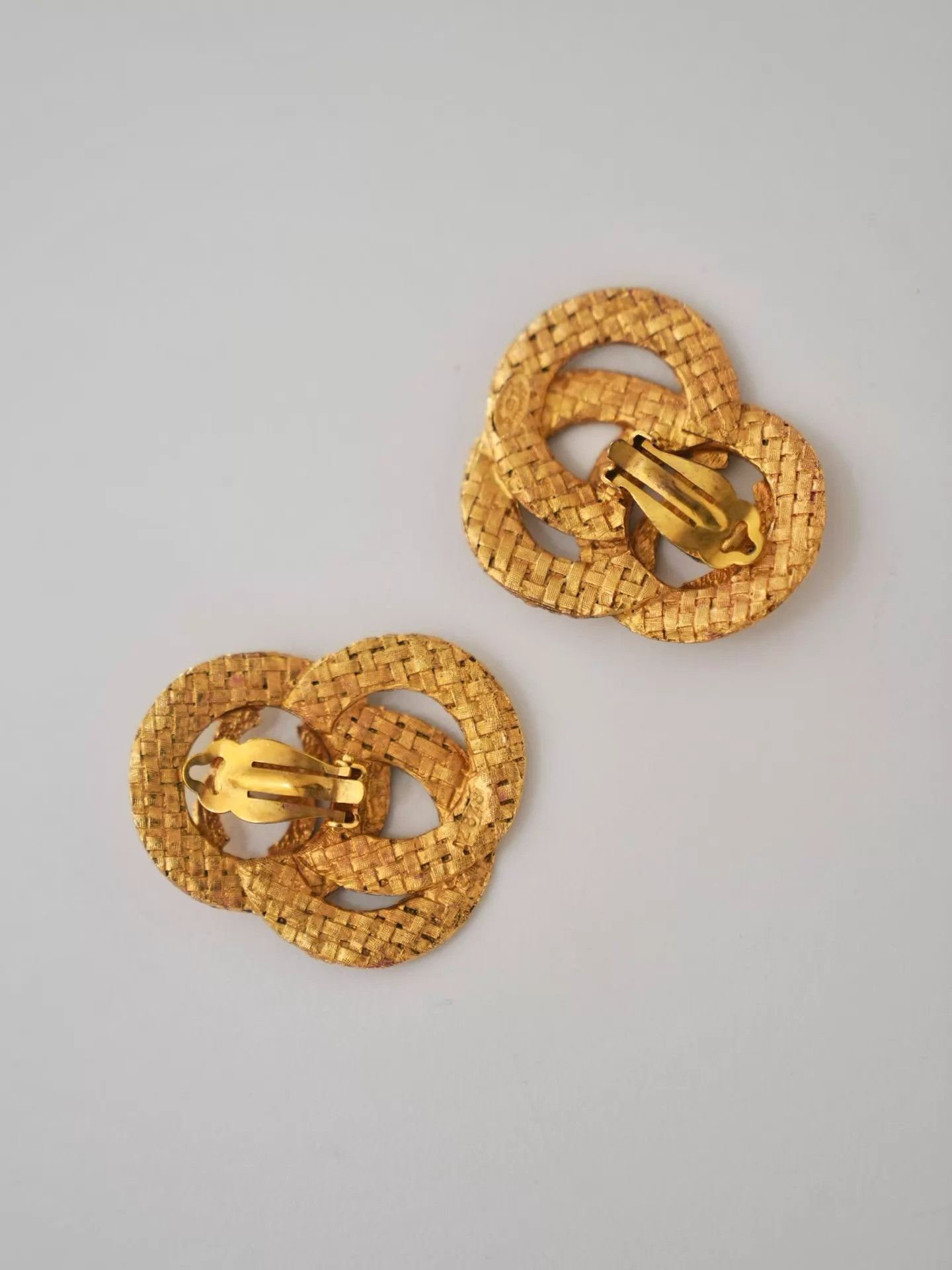 Chanel Chanel Vintage Woven CC Triple Ring Earclips Size ONE SIZE - 7 Thumbnail