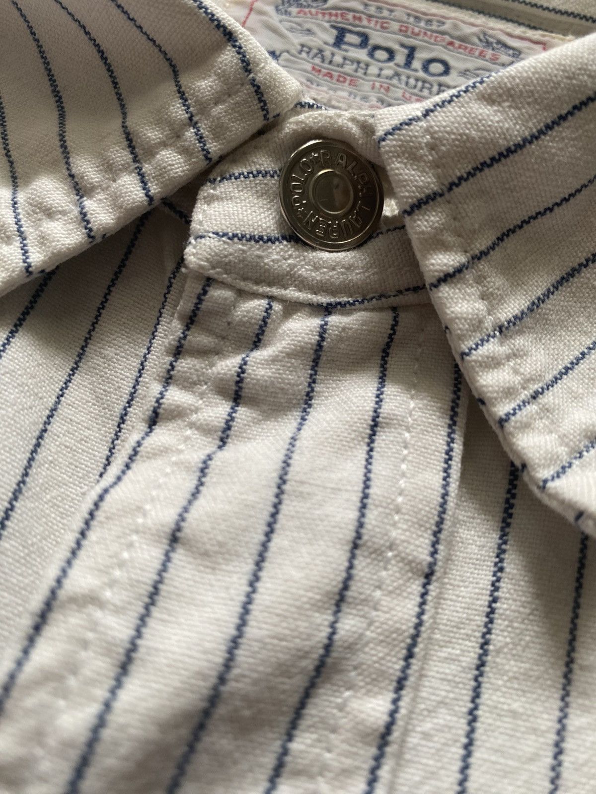 Polo Ralph Lauren Vintage 90’s Polo Ralph Lauren Dungarees Blue Stripe Shirt M Size US M / EU 48-50 / 2 - 5 Thumbnail