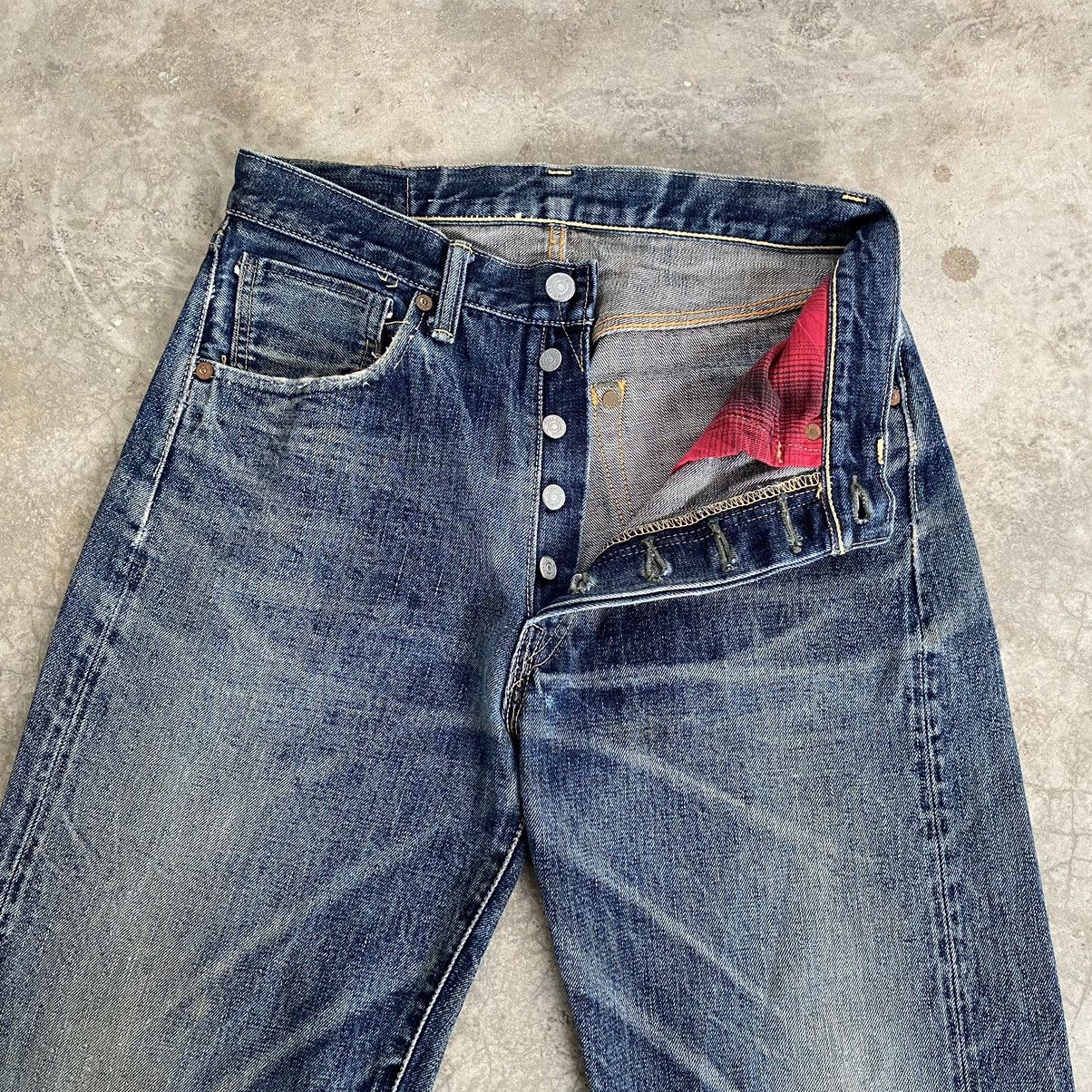 Pherrow's Vintage Pherrow’s Stormy Blue Faded Blue Selvedge Jeans Size US 29 - 10 Thumbnail