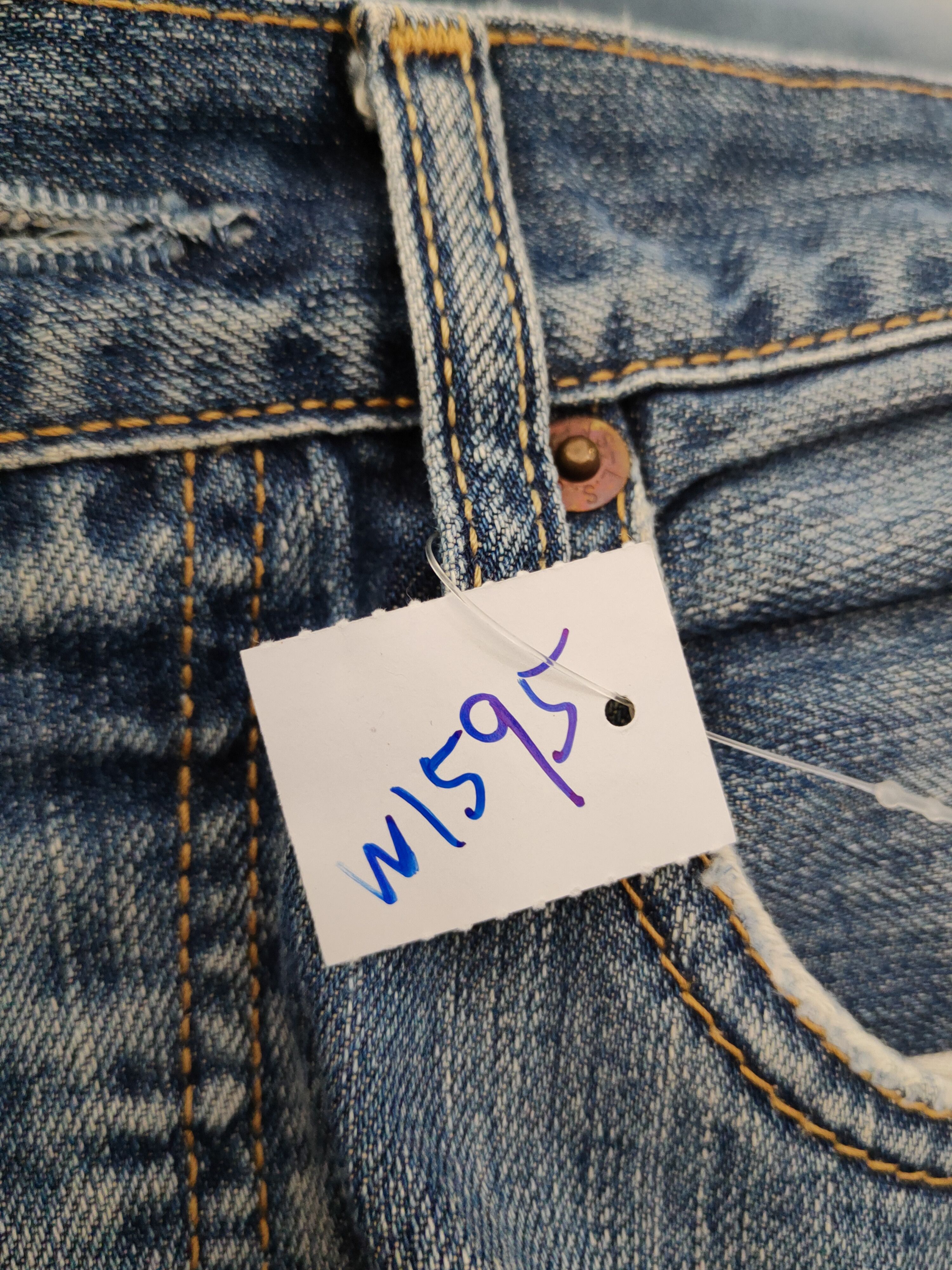 Levi's 501 Levis Blue Distressed Ripped denim Jeans #W1595 Size US 32 / EU 48 - 20 Thumbnail
