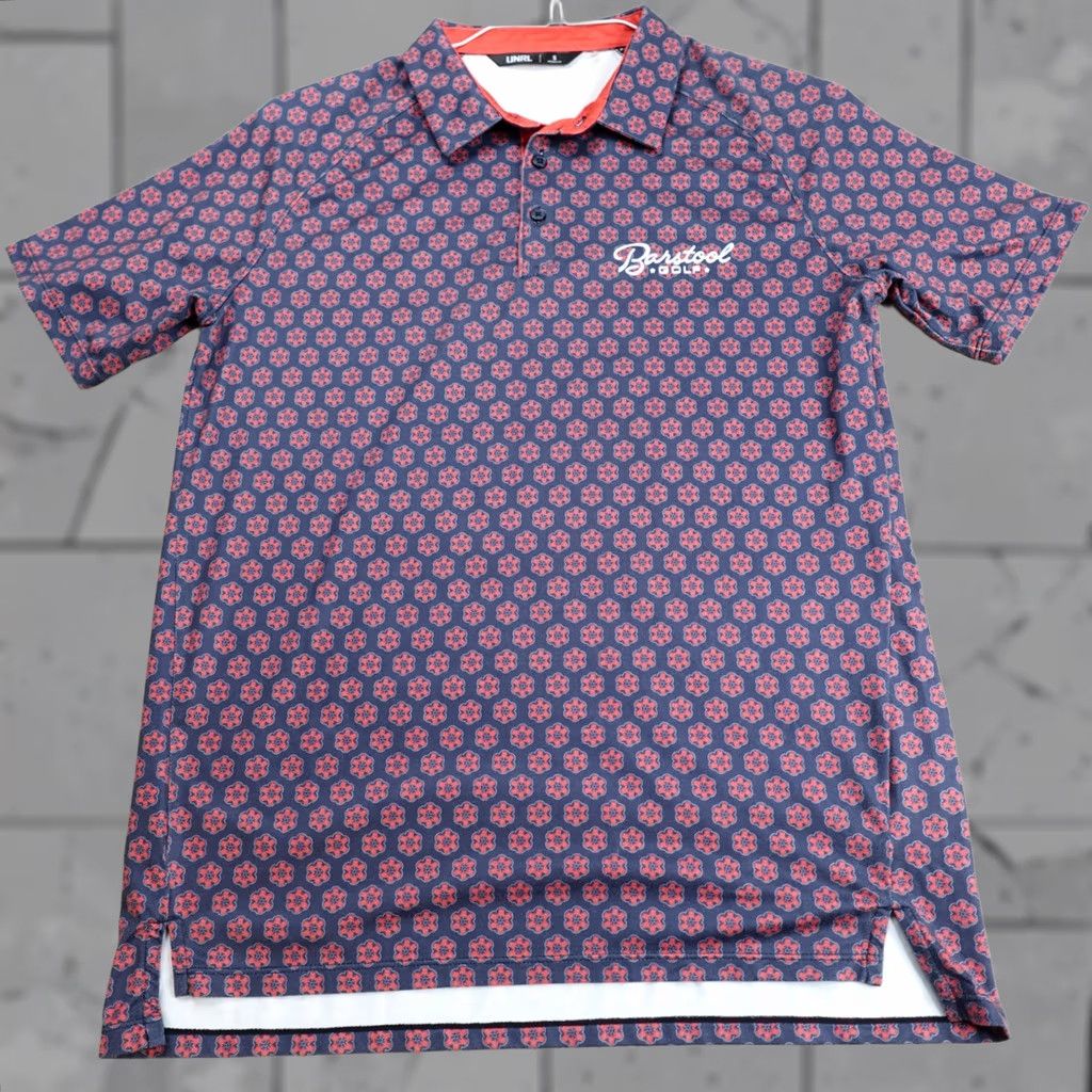 Vintage UNRL x Barstool Polo Shirt Small Blue Red Floral All Over Print Performance Shirt Men S Blue Floral Polo Sports Golf Nike Size US S / EU 44-46 / 1 - 1 Thumbnail