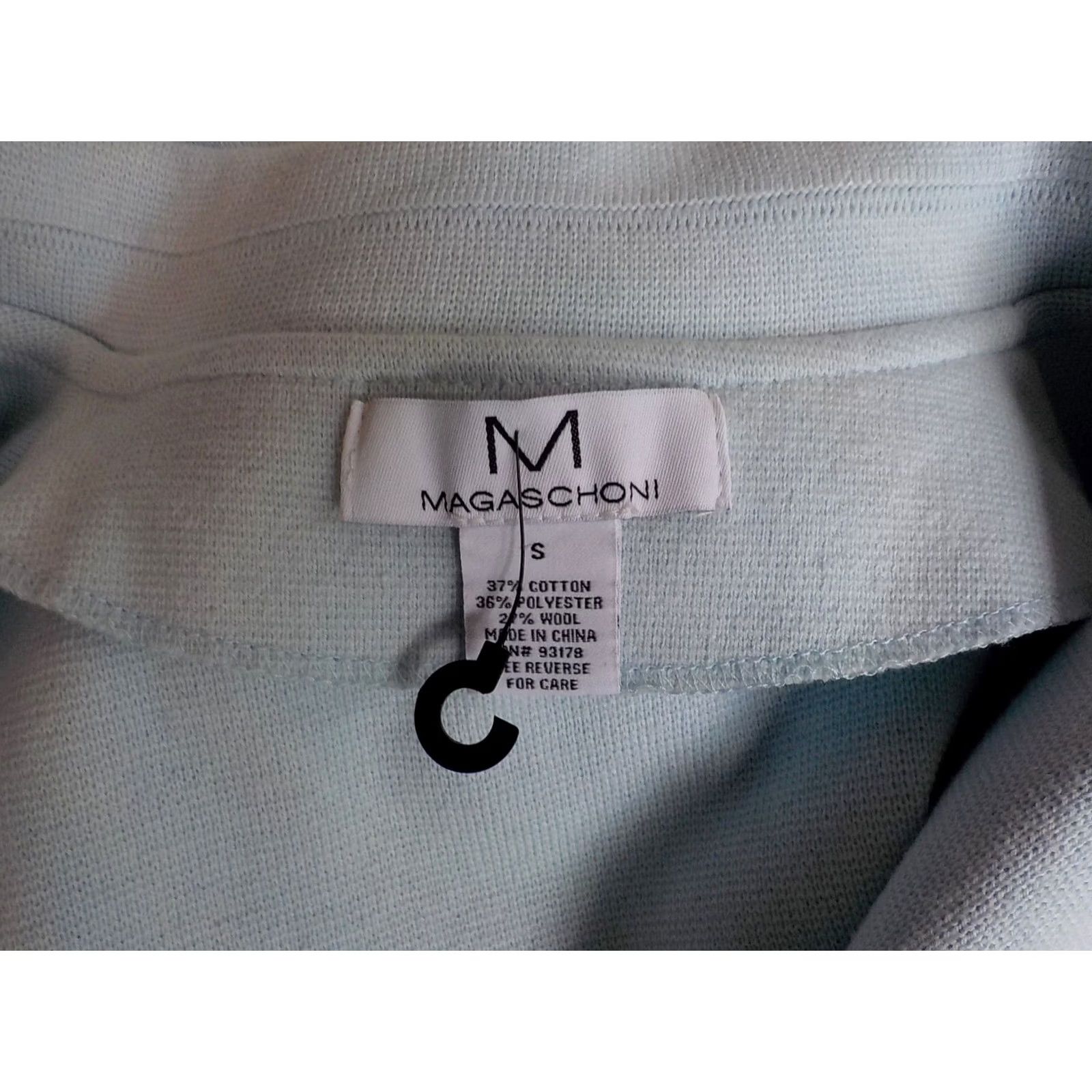 Vintage MAGASCHONI Open Front Notch Lapel Cardigan/Blazer Light Blue Cotton/Poly/Wool SZ S Women Cardigan Long Sleeve Size S / US 4 / IT 40 - 6 Thumbnail