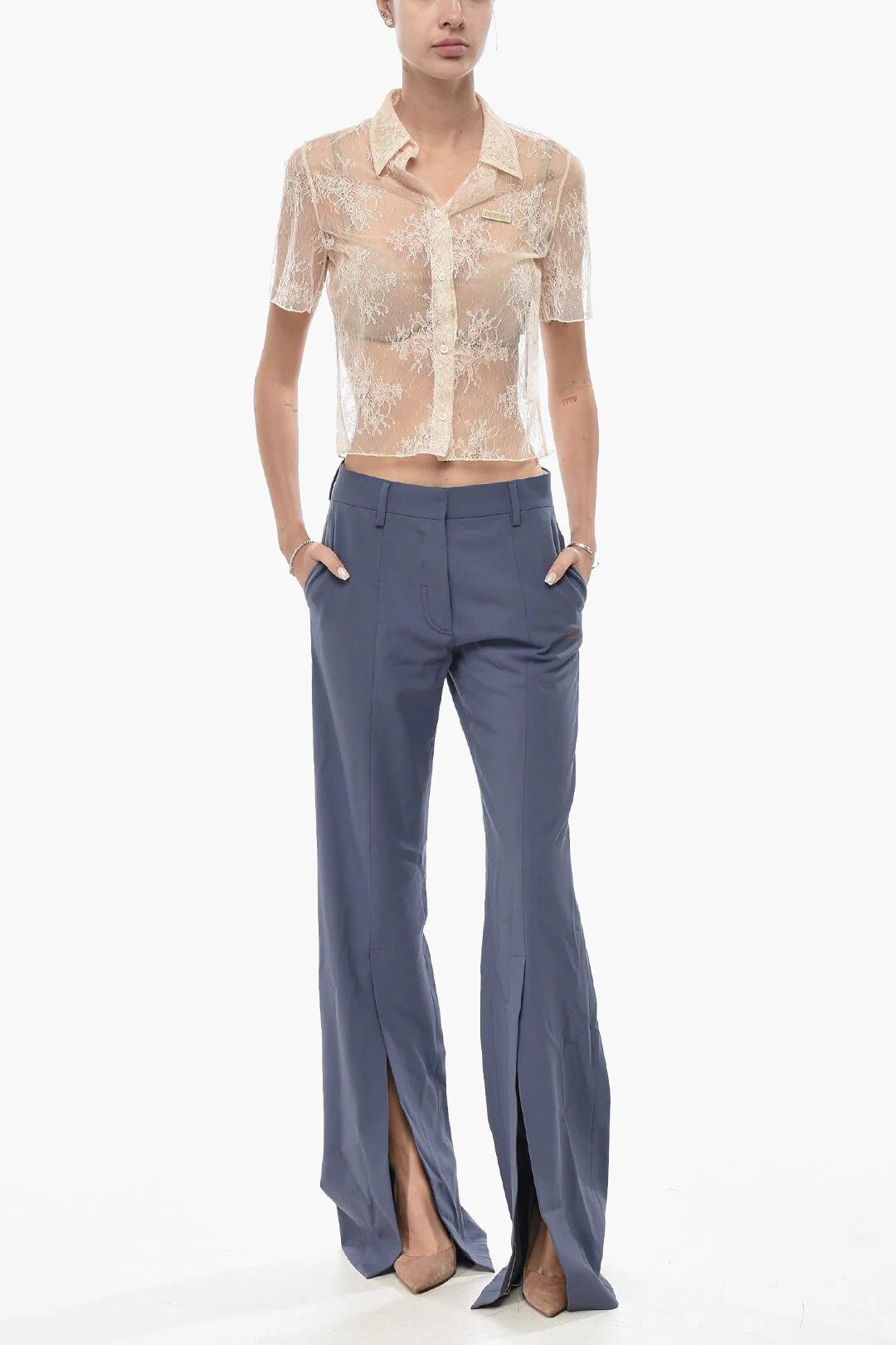 Off-White og1mm0426 Wool-Blend 4-Pocket Pant in Light Blue Size 27" / US 4 / IT 40 - 4 Thumbnail