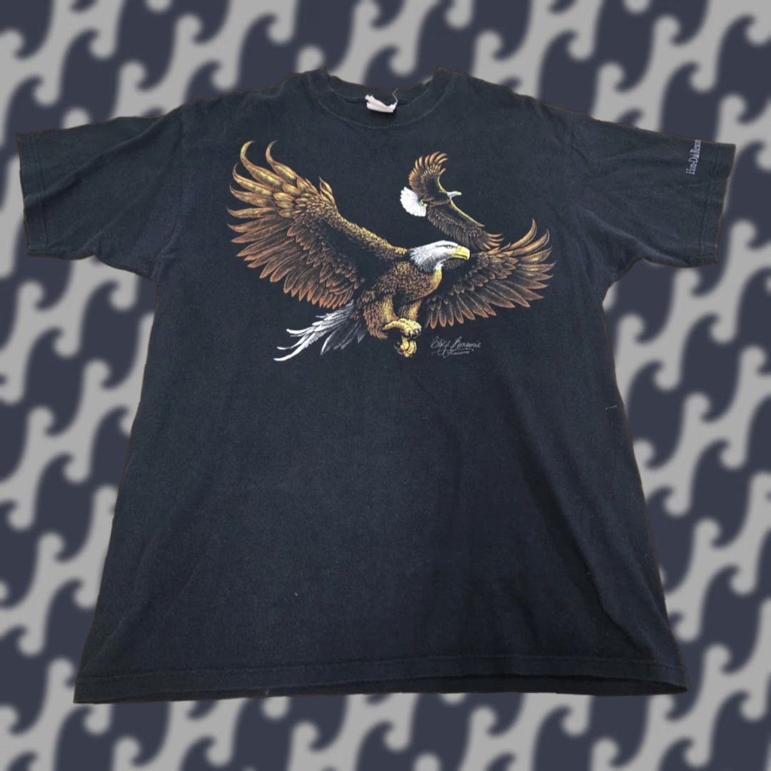 Vintage VINTAGE Bald Eagle Shirt Mens Large Black Cliff Bonamie Wildlife Graphic 90s Size US L / EU 52-54 / 3 - 1 Thumbnail