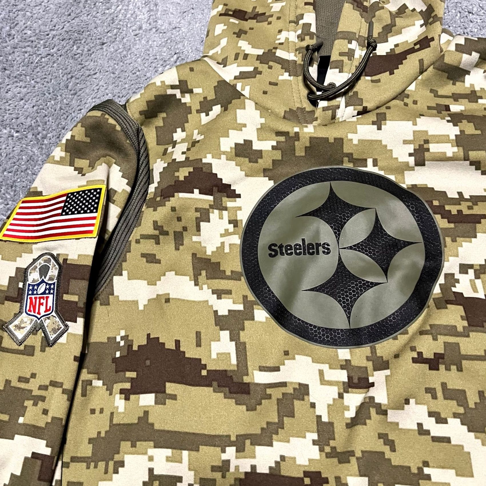 Nike Nike NFL Pittsburgh Steelers Salute To Service Hoodie Mens Large Camouflage Green L Regular Pullover Shirt? Size US L / EU 52-54 / 3 - 2 Thumbnail