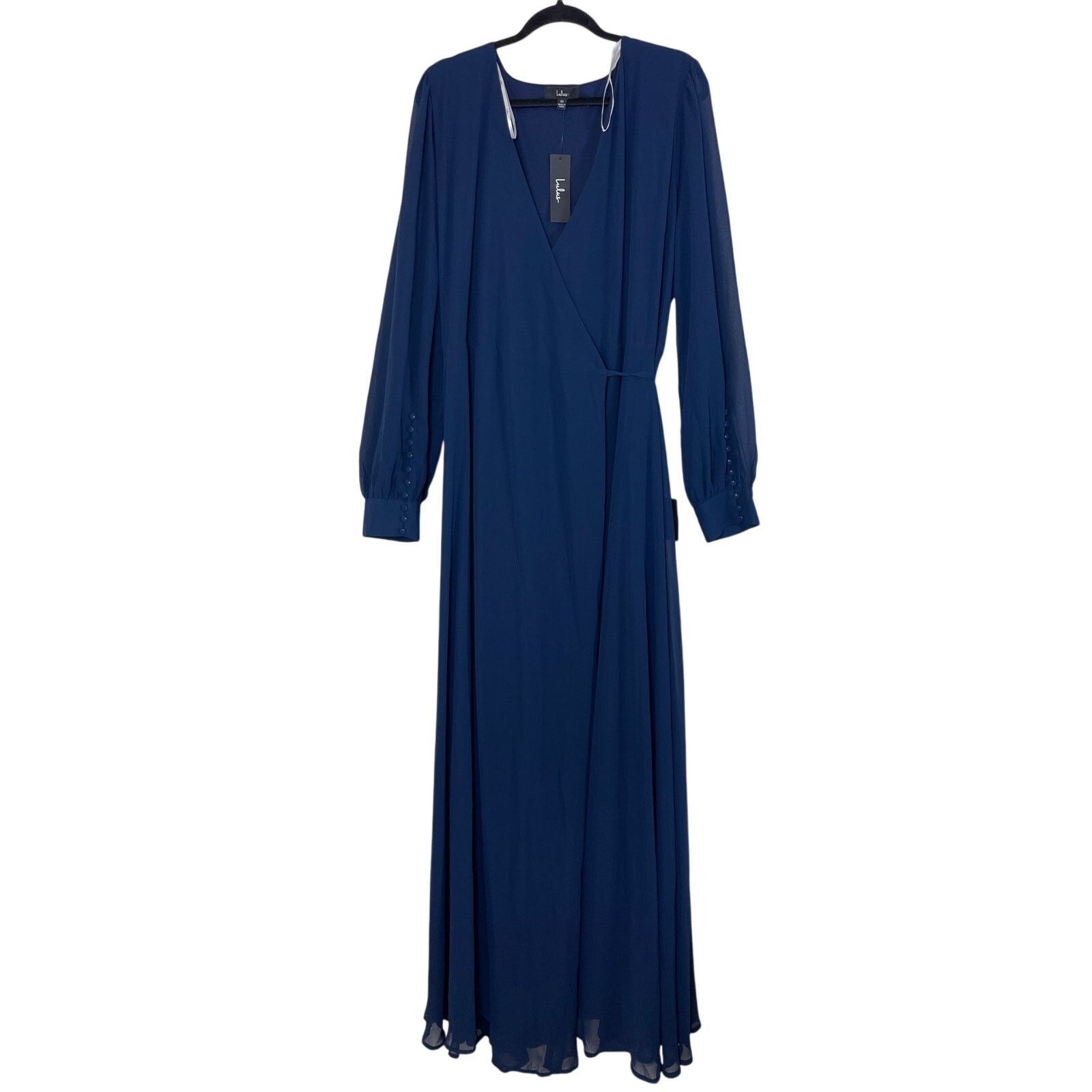 Other LULUS Dark Navy Blue Long Sleeve Wrap Dress - Size 3X Size 3XL / US 20-22 - 2 Thumbnail