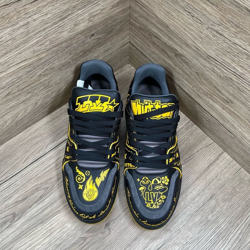 Louis Vuitton Louis Vuitton Trainer Low-top Sneaker Black Yellow -2508 Size US 8 / EU 41 - 3 Thumbnail