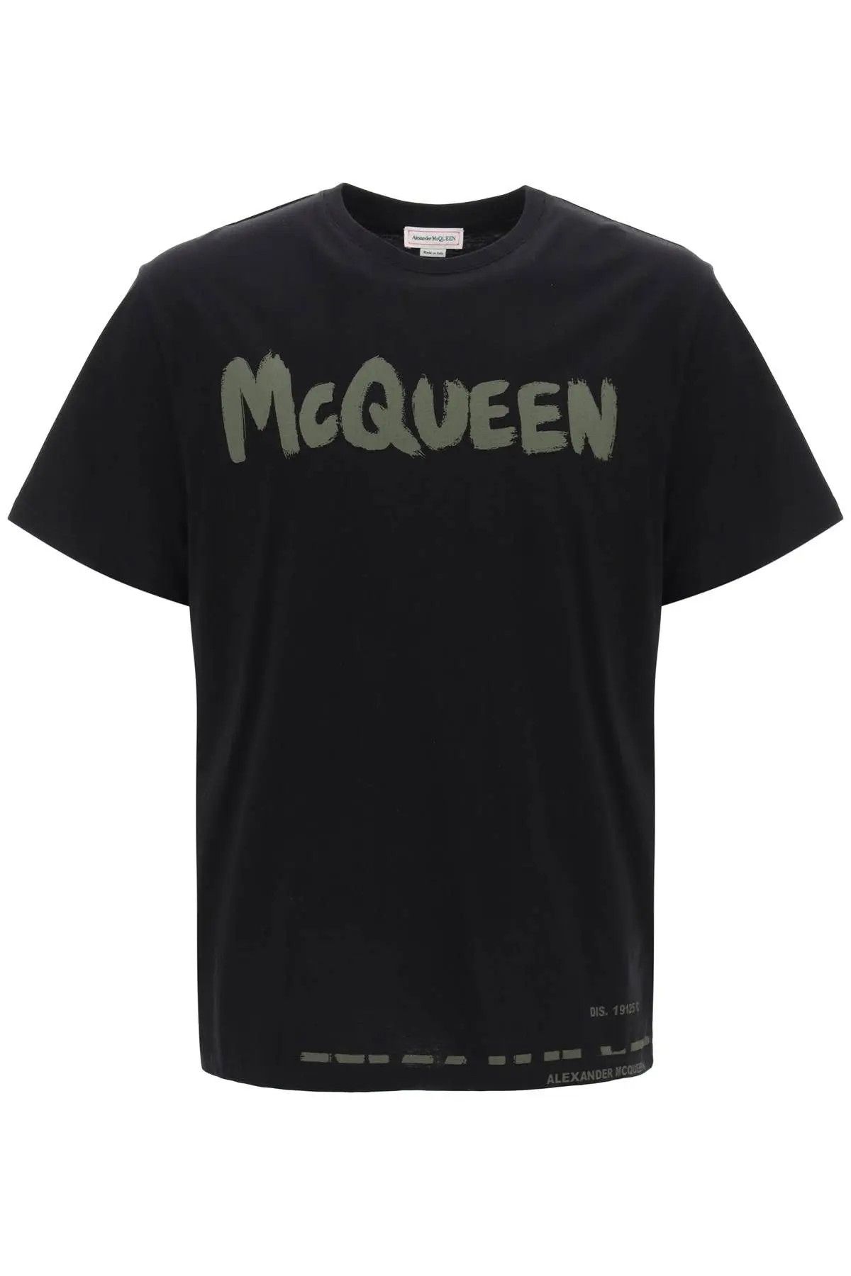 image of Alexander Mcqueen O1S22I1N1223 Mcqueen Graffiti T-Shirt In Black, Men's (Size XL)