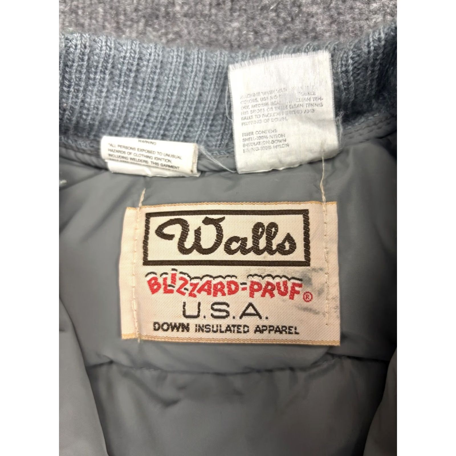 Walls VINTAGE Walls Blizzard-Pruf Jacket Mens 48 Gray Down Puffer Bomber Full Zip USA Size US M / EU 48-50 / 2 - 2 Thumbnail