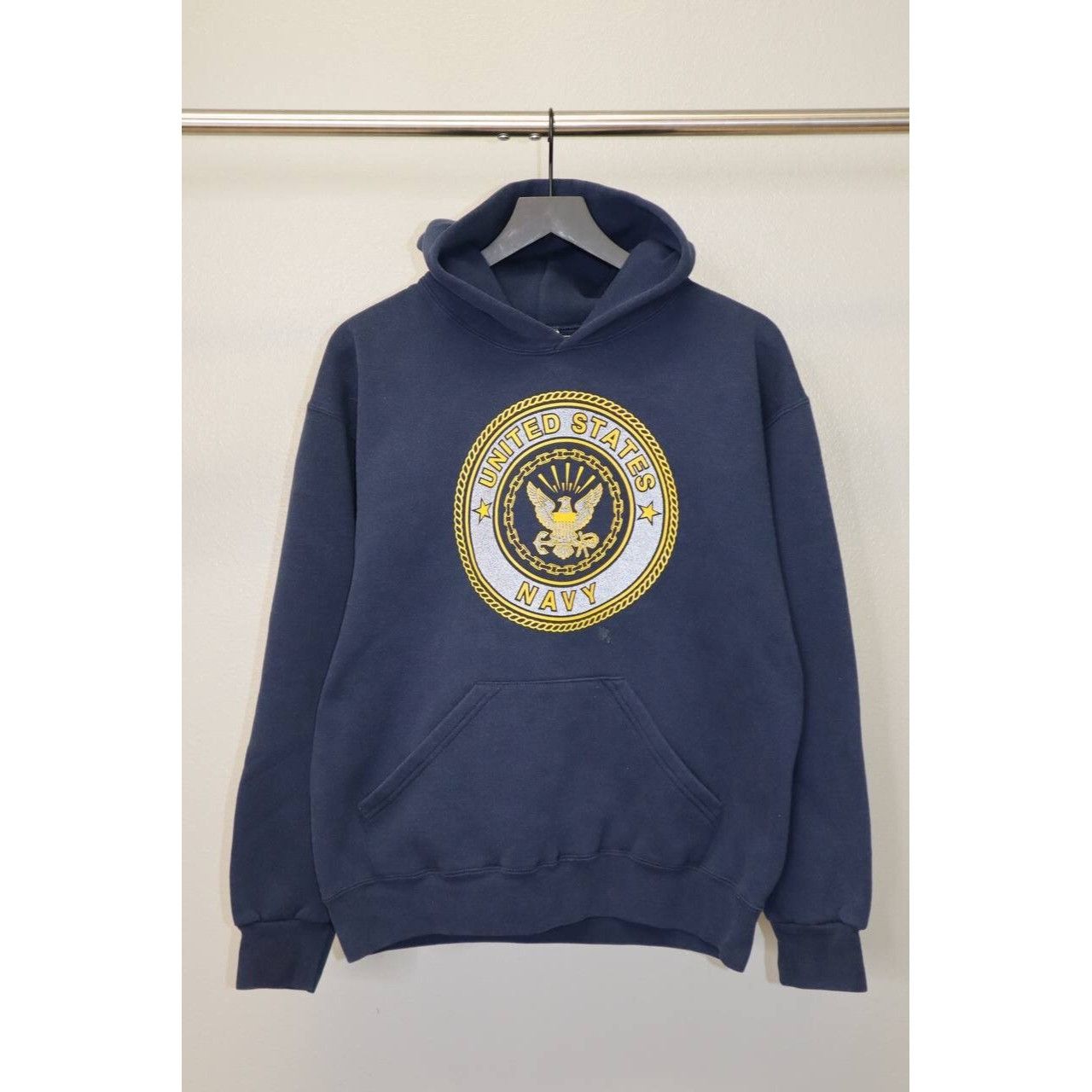 Vintage Vtg US Navy USN Hoodie Made in the USA PullOver Sweatshirt Size US M / EU 48-50 / 2 - 1 Thumbnail