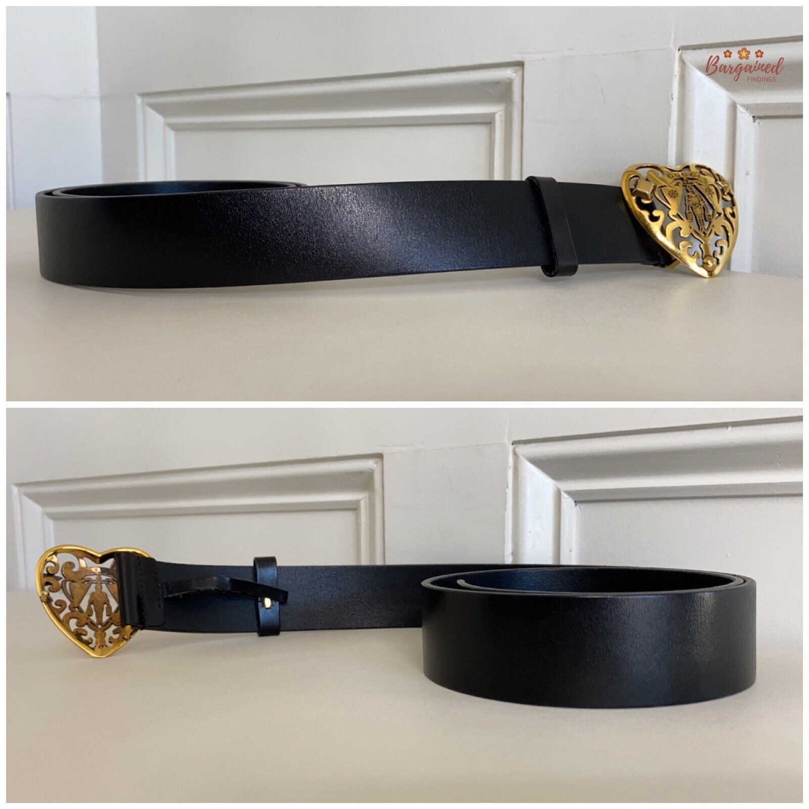 Gucci Gucci Black Calfskin Leather Gold Hysteria Heart Buckle Belt Size 32 - 3 Thumbnail