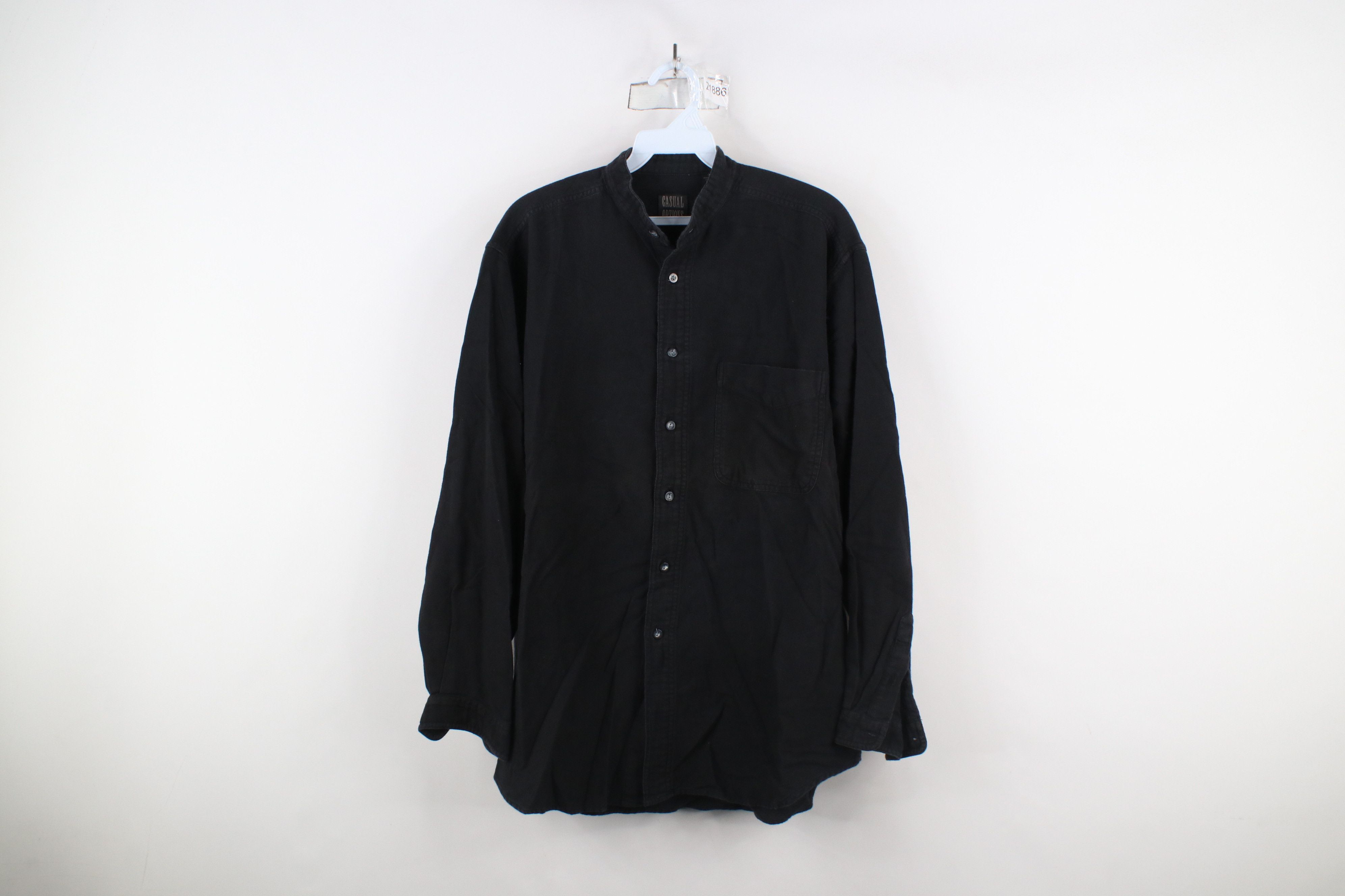 Vintage Vintage 90s Streetwear Flannel Collar Button Shirt Black Size US M / EU 48-50 / 2 - 1 Thumbnail