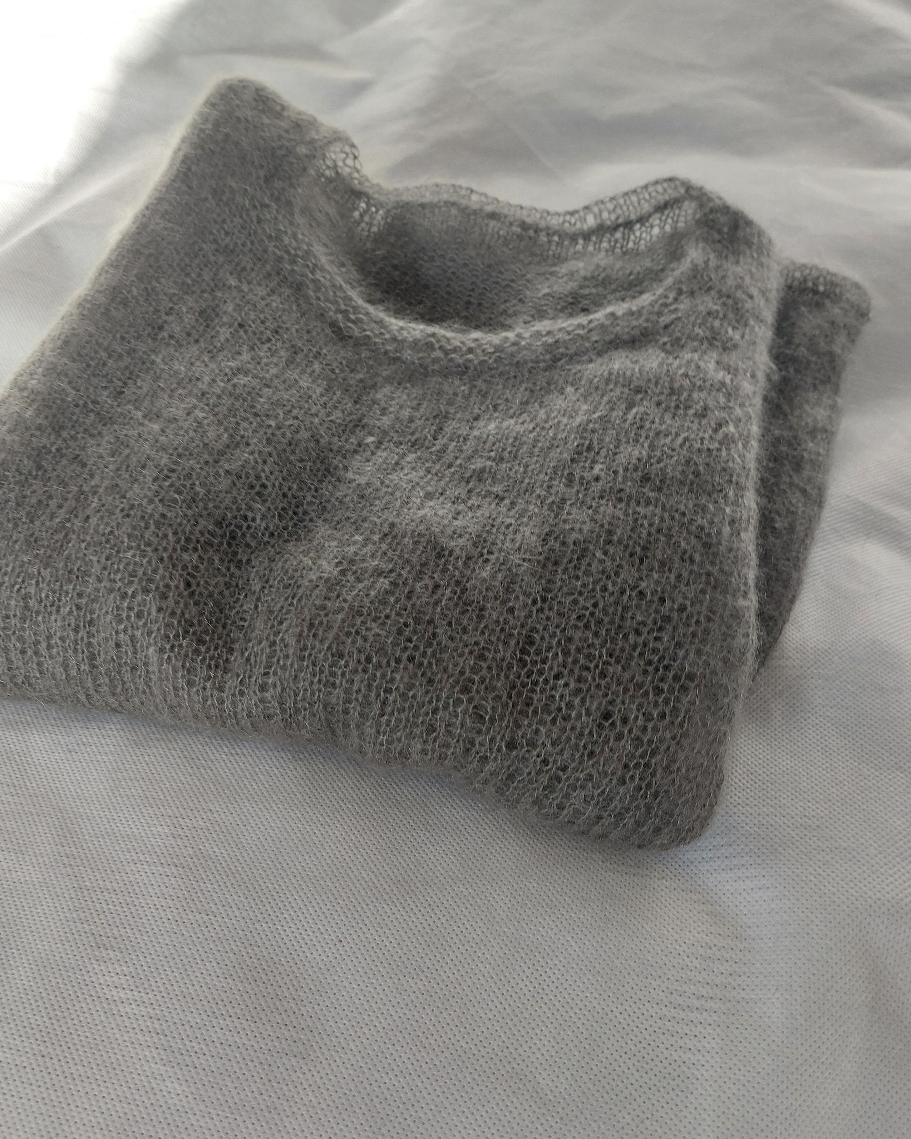Handmade HANDMADE Kid Mohair Grey Sweater Size L / US 10 / IT 46 - 2 Thumbnail