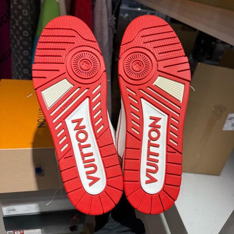 Louis Vuitton Louis Vuitton Trainer Upcycling White and Red Sneakers -250 Size US 10.5 / EU 43-44 - 4 Thumbnail