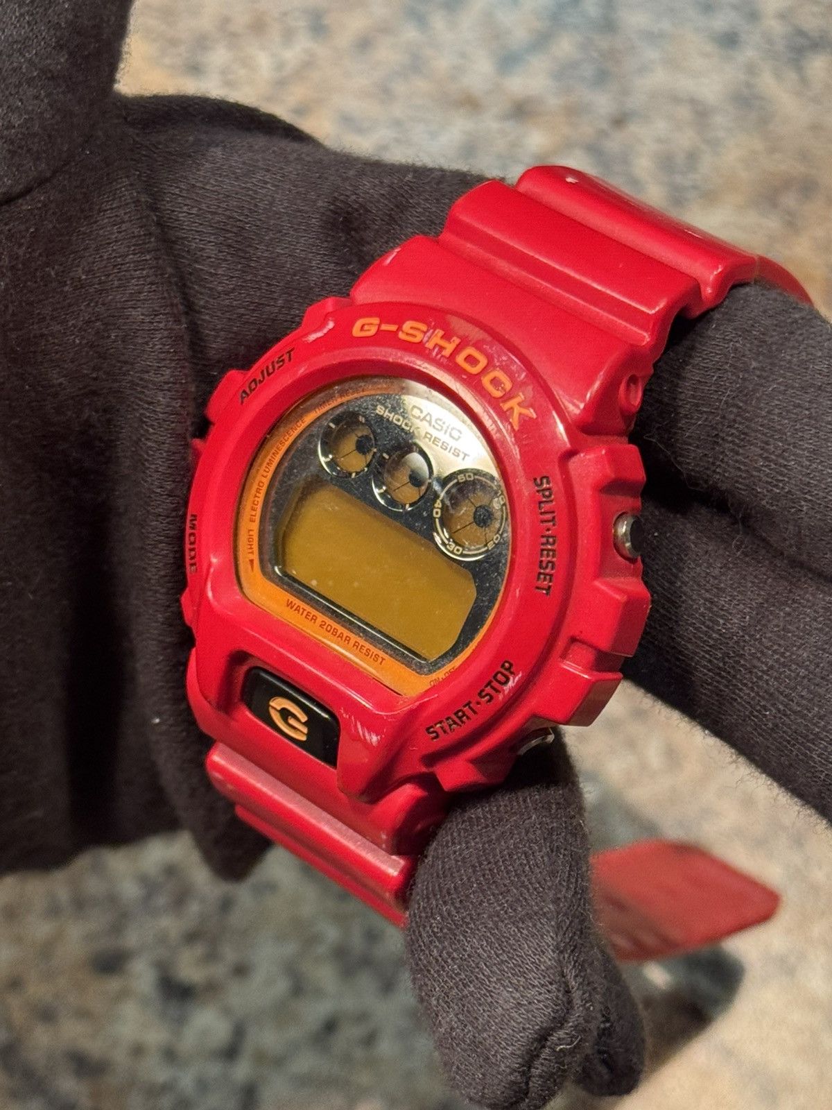 G Shock Casio G-Shock DW-6900 Red Gold Triple Graph Digital Watch Size ONE SIZE - 8 Thumbnail