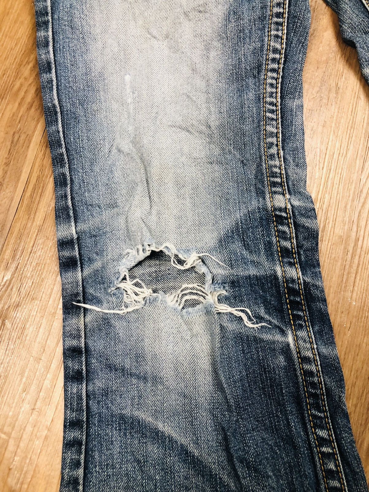 If Six Was Nine Pasta Denim Bootcut Distressed Jeans Plaid Patches (40) Size 26" / US 2 / IT 38 - 5 Thumbnail