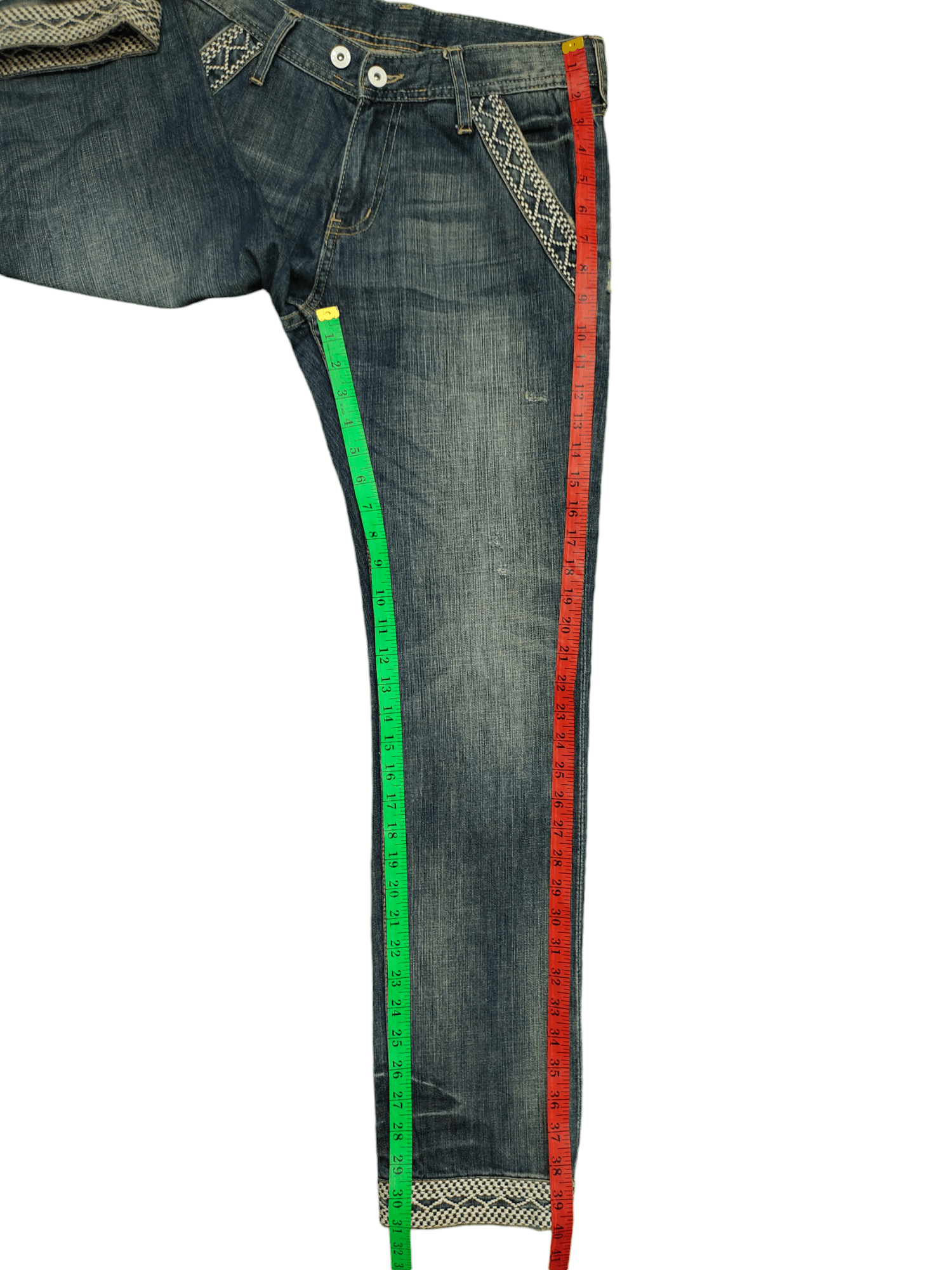 Morgan Homme Vintage Morgan Homme Japan sashiko Embroider Distress Jeans Size US 30 / EU 46 - 9 Thumbnail