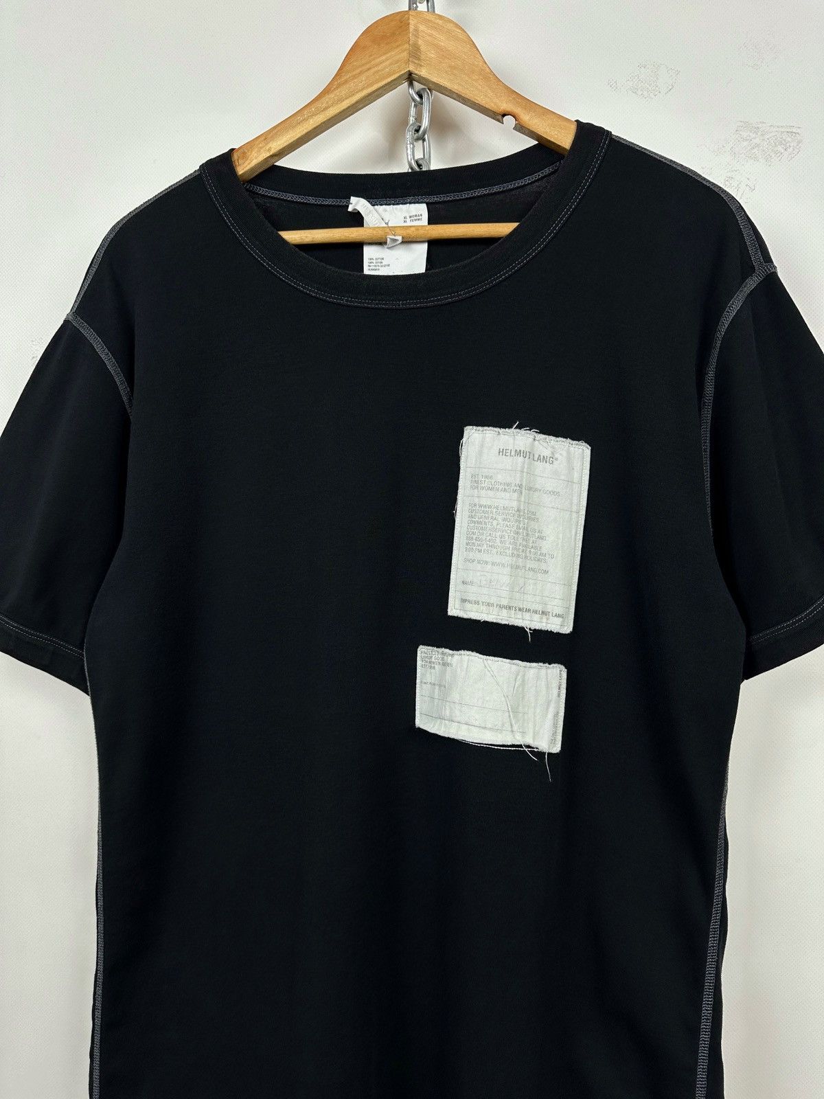 Helmut Lang Helmut Lang Logo Patch Black T-Shirt Size US L / EU 52-54 / 3 - 4 Thumbnail