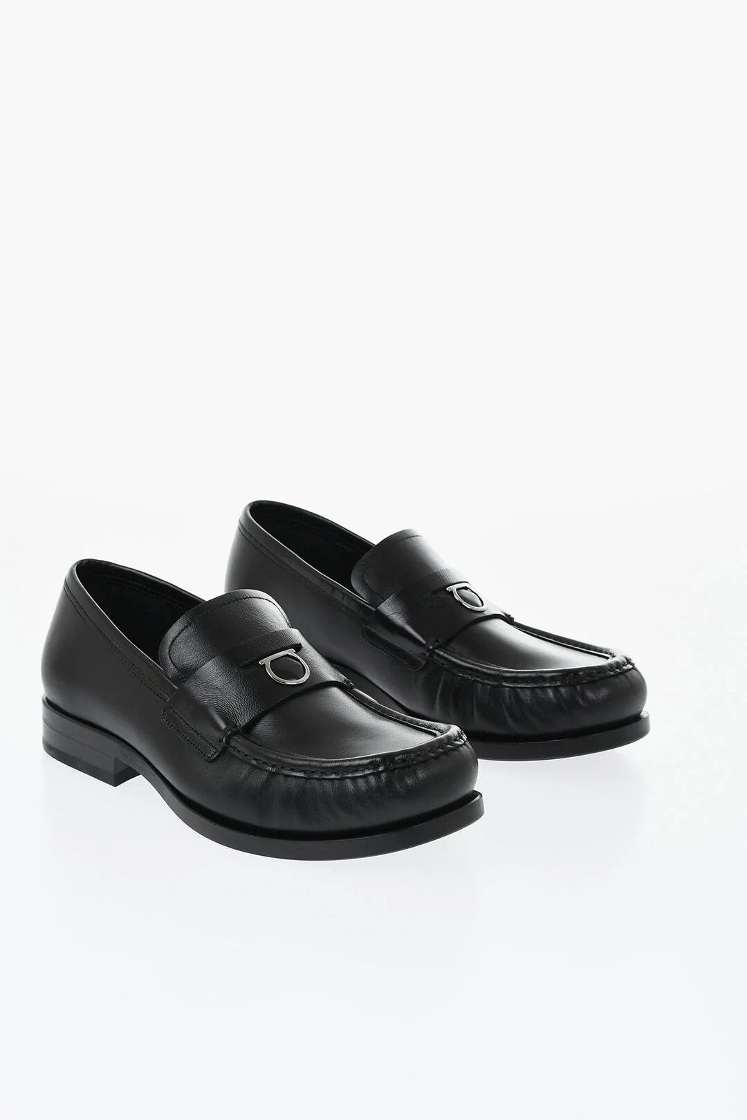 Salvatore Ferragamo og1mm0426 Brushed Leather Penny Loafers in Black Size US 9 / EU 42 - 4 Thumbnail