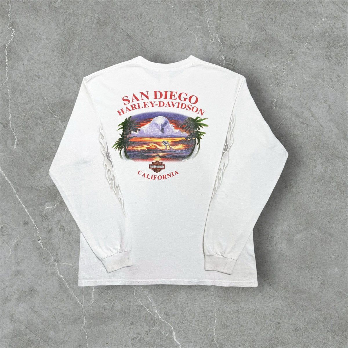 Harley Davidson 2003 Harley Davidson White Flame Long Sleeve Size US L / EU 52-54 / 3 - 2 Thumbnail
