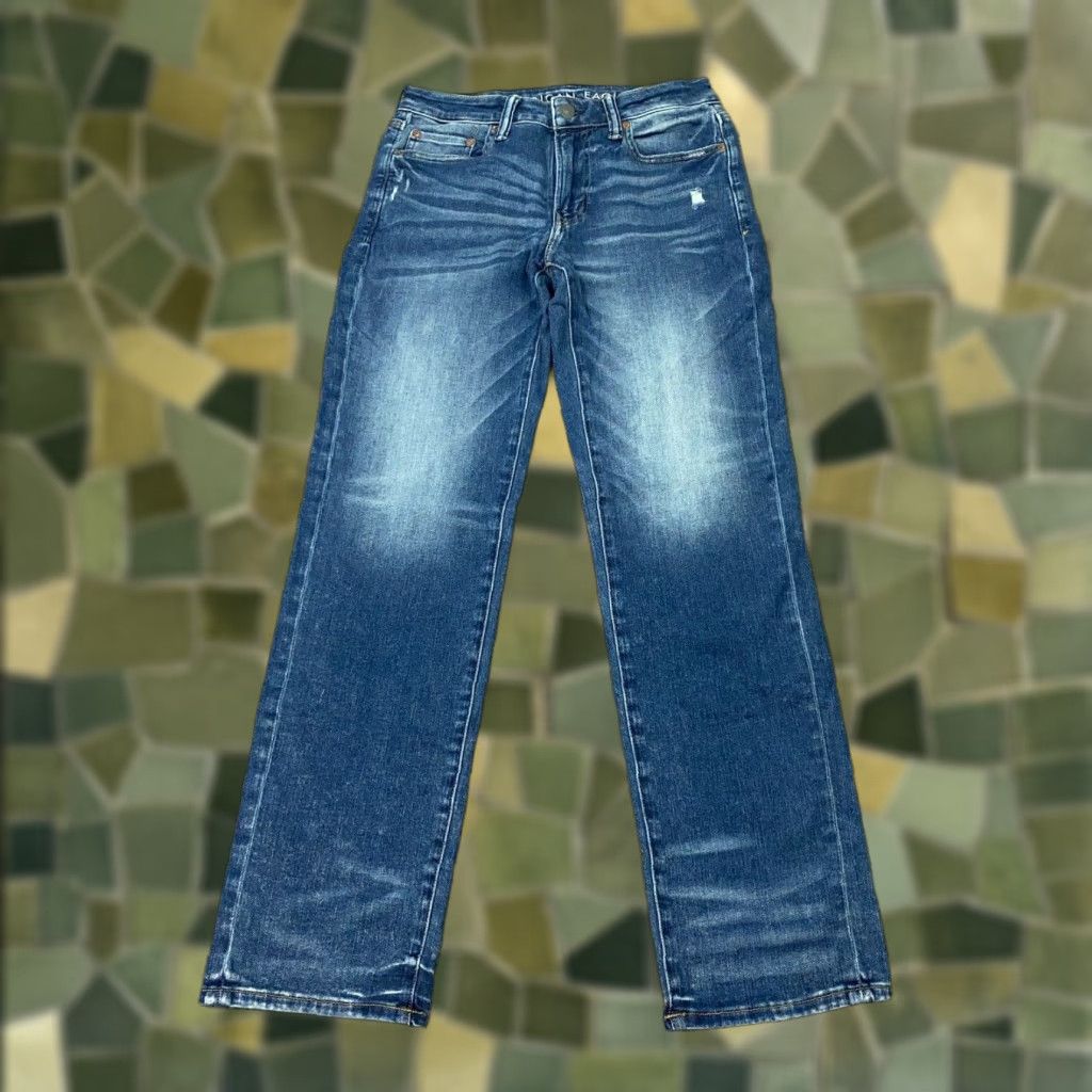 American Eagle Outfitters American Eagle Jeans 30x32 Straight Blue Next Level AirFlex Distressed Mens Size US 30 / EU 46 - 1 Thumbnail