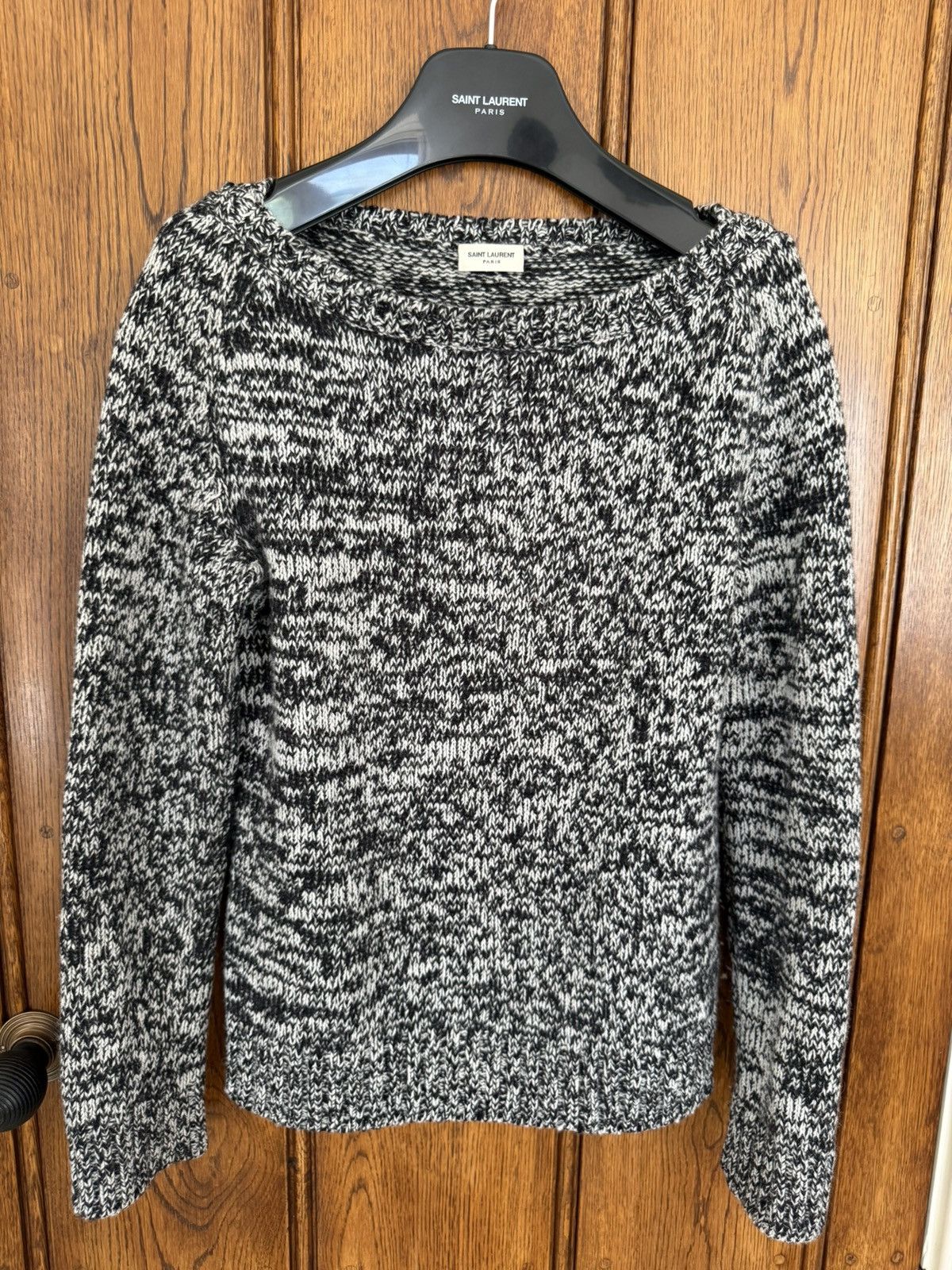 Saint Laurent Paris 1/1 FW16 Saint Laurent sample sweater leather wool scoop Size US S / EU 44-46 / 1 - 1 Thumbnail