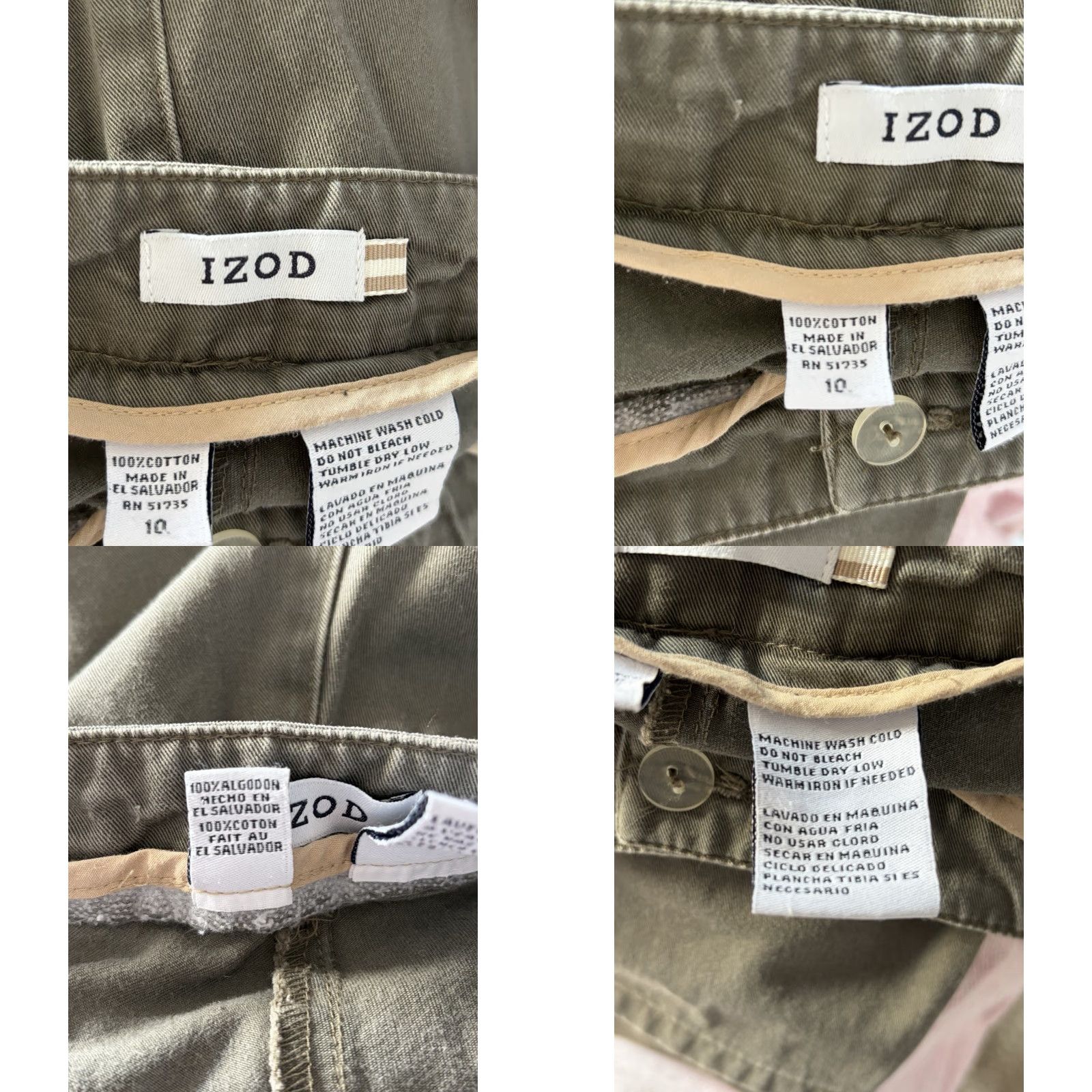 Vintage VINTAGE IZOD Women’s Size 10 Green Pants Side Pockets 1990s Cotton Regular Womens Size 32" / US 10 / IT 46 - 8 Thumbnail
