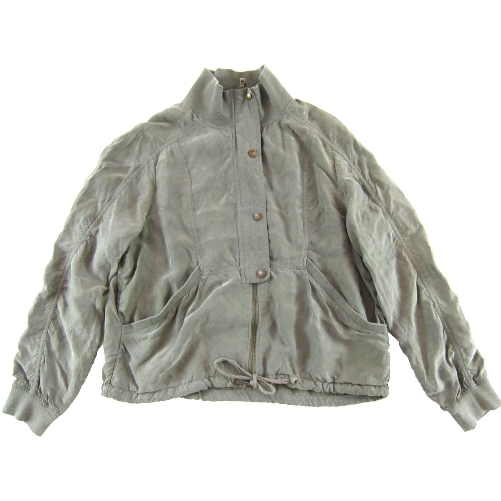 Vintage Marrakech Jacket Womens L Green Cupro Rayon Mock Neck Pocket Utility Moto Women Size L / US 10 / IT 46 - 2 Thumbnail