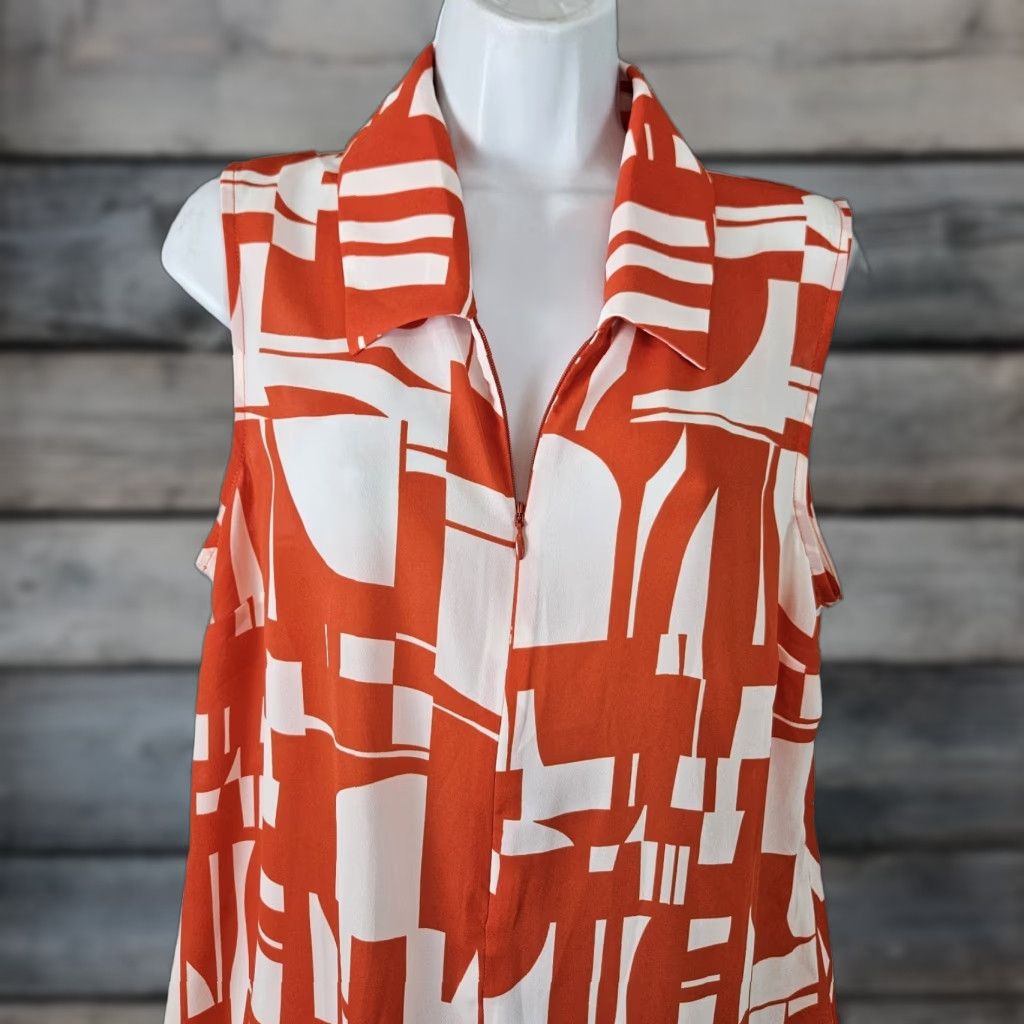 Vintage Cabi 6103 Womens Kelly Blouse Sz Medium Orange White Sleeveless 1/4 Zip Shirt Adult M Orange Womens Blouse Kelly 6103 Size M / US 6-8 / IT 42-44 - 1 Thumbnail