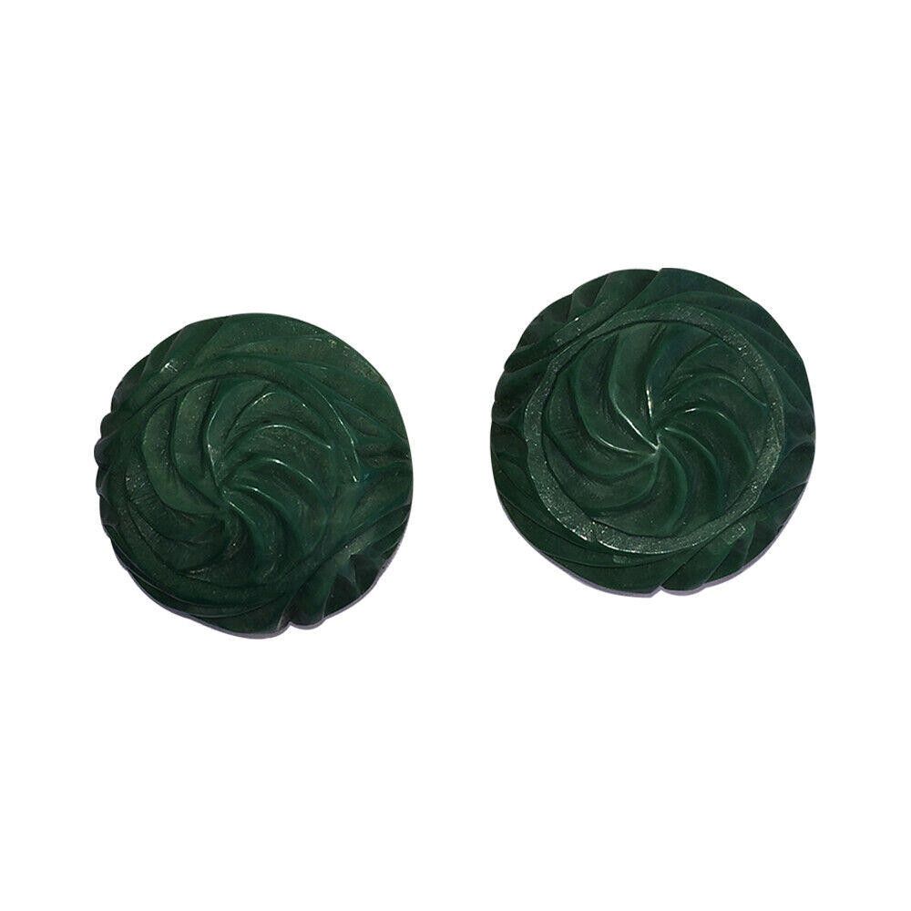 Designer Green Carved Dome Button Bakelite Earrings Size ONE SIZE - 3 Thumbnail