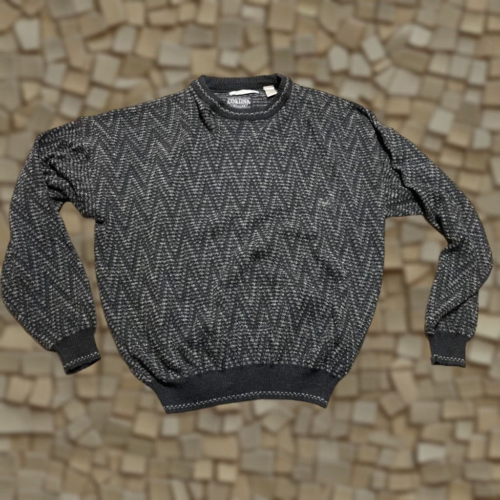 Vintage Cortina Italia Sweater Mens XL Black Gray Wool Blend Pullover Crew Neck Casual Wool Mens XL Pullover Crew Neck Cortina Italia Sweater Size US XL / EU 56 / 4 - 1 Thumbnail