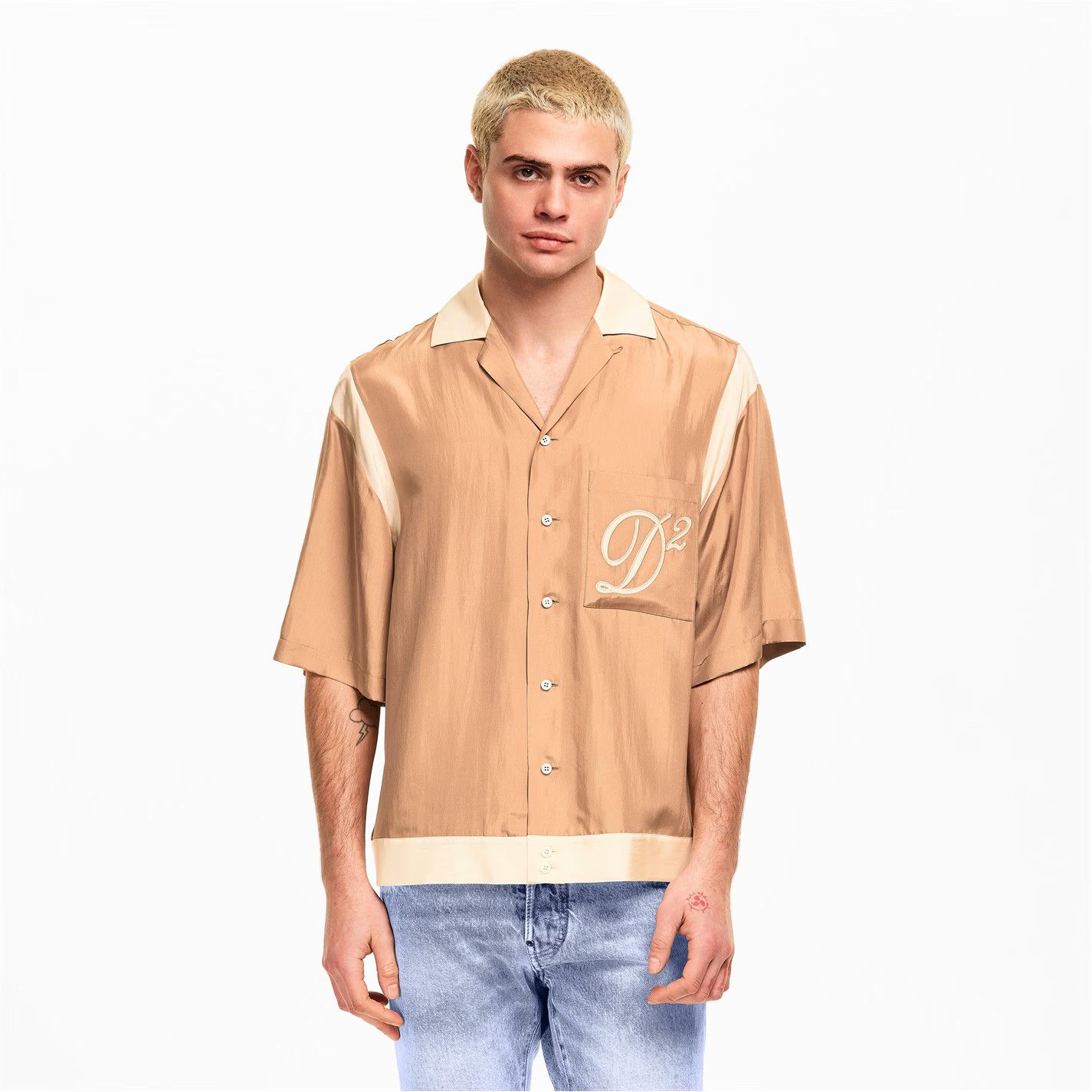 Dsquared2 o1g2r1mq0426 Short Sleeve Bowling Shirt in Walnut Size US L / EU 52-54 / 3 - 3 Thumbnail