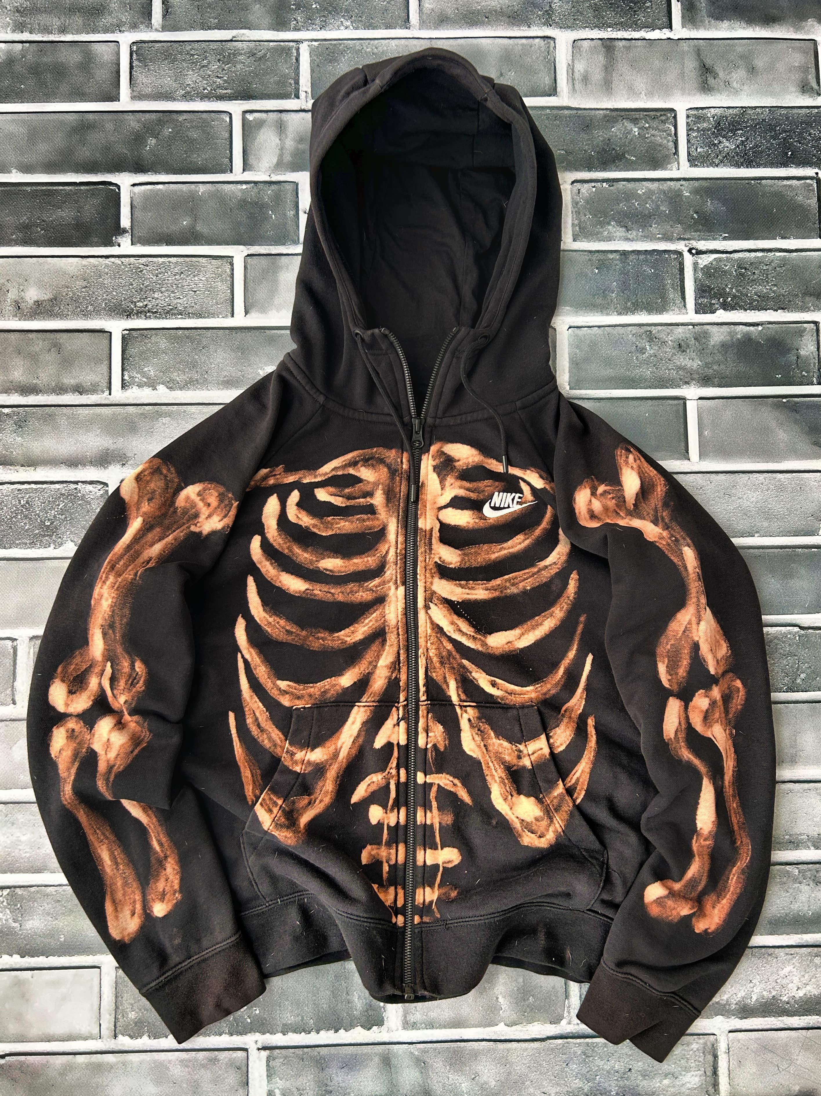 Nike Vintage Streetwear Skeleton Nike Big Logo Hoodie Y2K 90s Grailed
