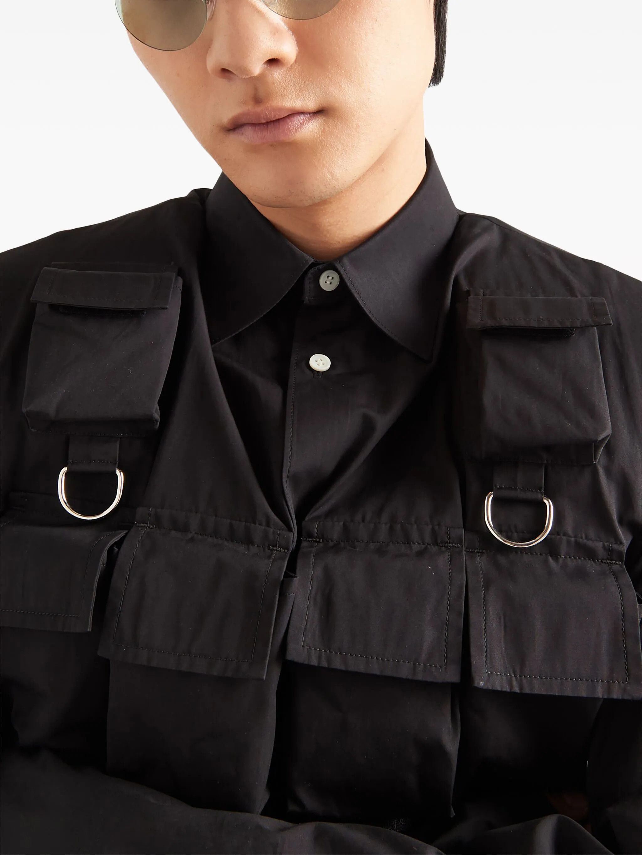 Prada o1mt1gz0225 Single-Breasted Cotton Jacket in Black Size US S / EU 44-46 / 1 - 4 Thumbnail