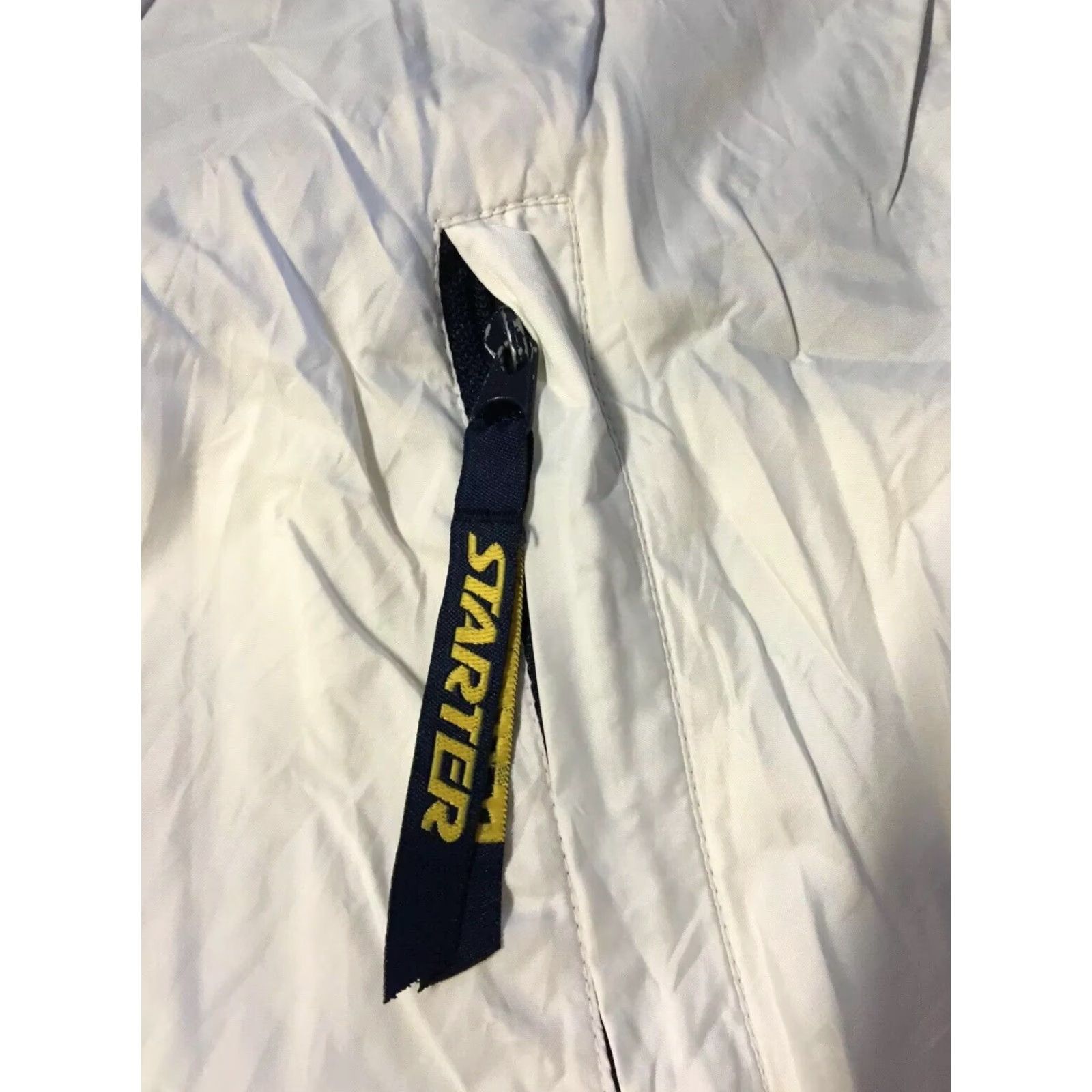 Starter VINTAGE 90s Starter Windbreaker Jacket Women M White Blue Yellow Logo Zip Size M / US 6-8 / IT 42-44 - 3 Thumbnail