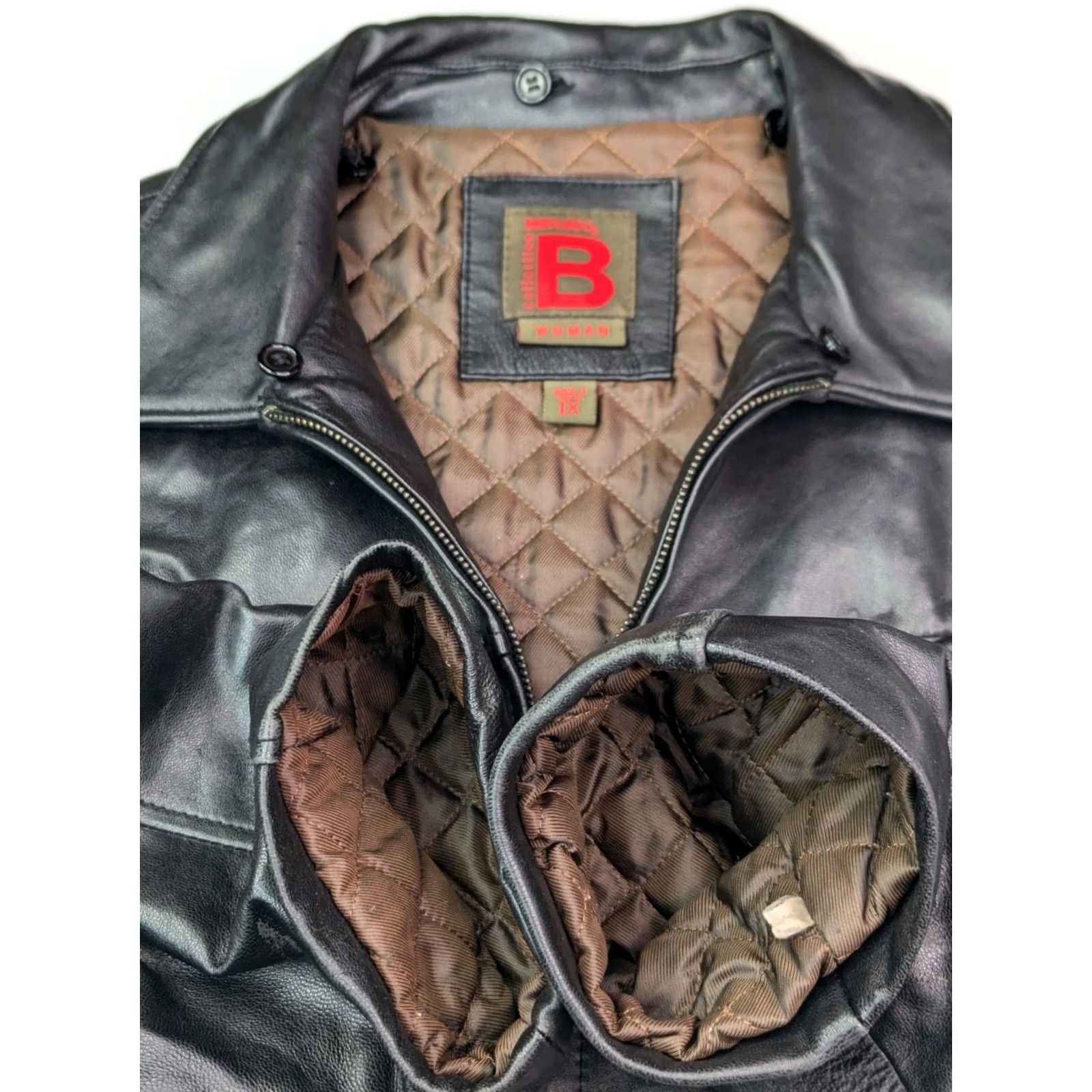 Vintage VINTAGE Bernardo Black Leather Quilted Lined Full Zip Women L Jacket" Size L / US 10 / IT 46 - 4 Thumbnail