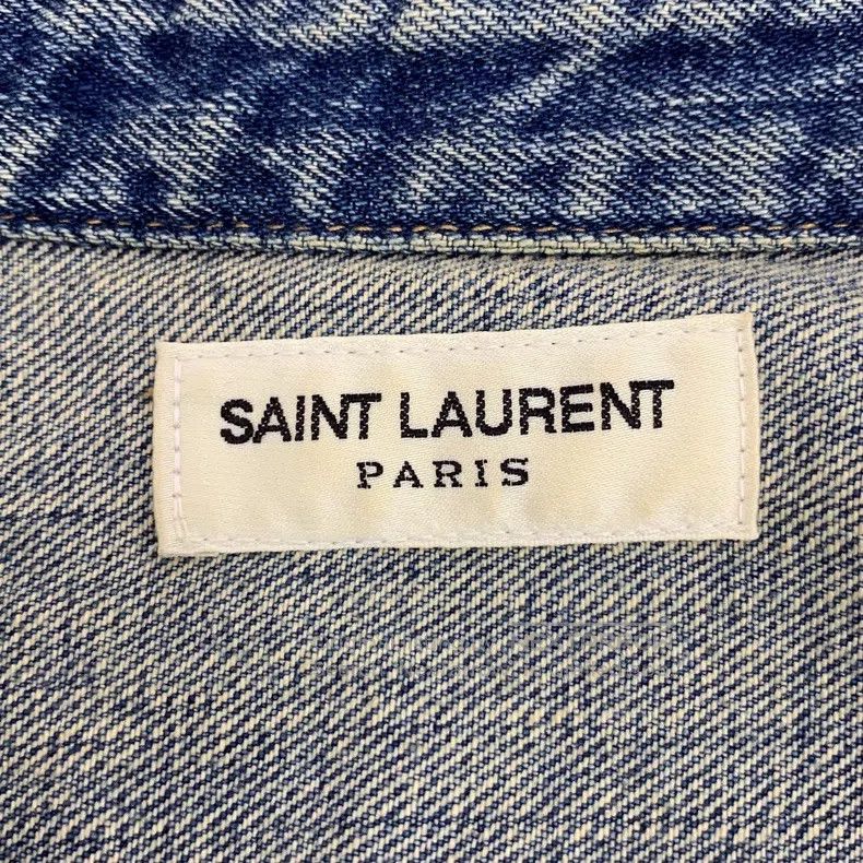 Saint Laurent Paris Saint Laurent Paris Blue Logo Embroidered Washed Distresse Size US XL / EU 56 / 4 - 5 Thumbnail