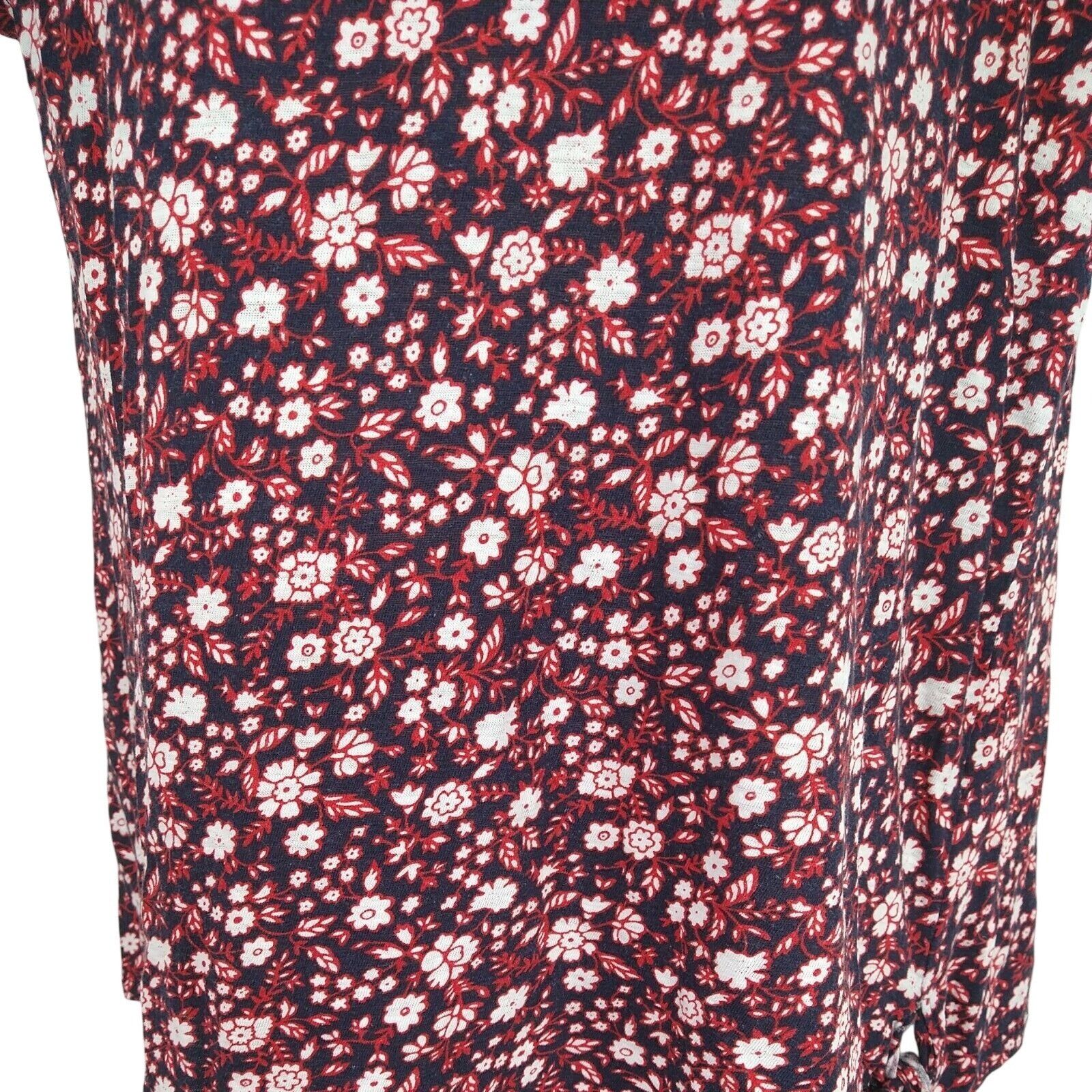 Talbots Talbots Top Shirt Women Size M Floral Blue Red Linen Cotton Size M / US 6-8 / IT 42-44 - 3 Thumbnail