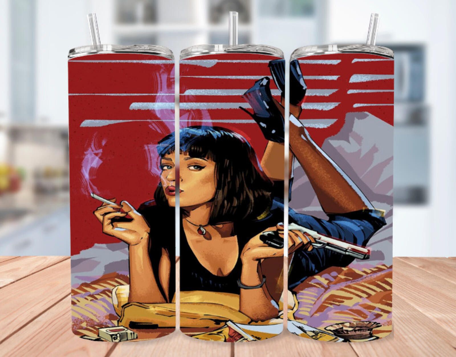 The Unbranded Brand Pulp Fiction Iconic Poster Stainless Steel Tumbler 20 Oz Size ONE SIZE - 1 Thumbnail