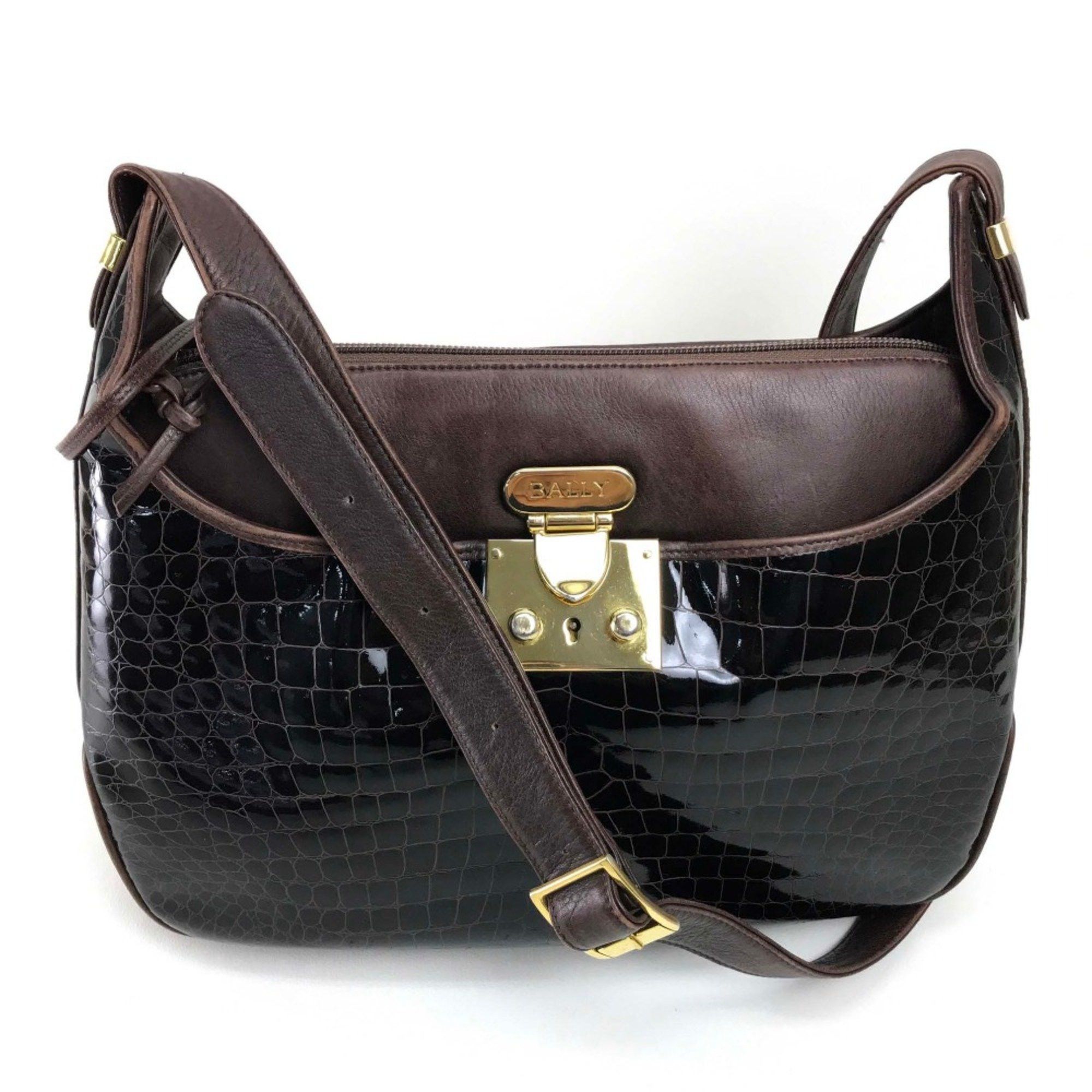 Bally Barry Croco embossed Crossbody Shoulder Bag Dark brown Size ONE SIZE - 1 Thumbnail