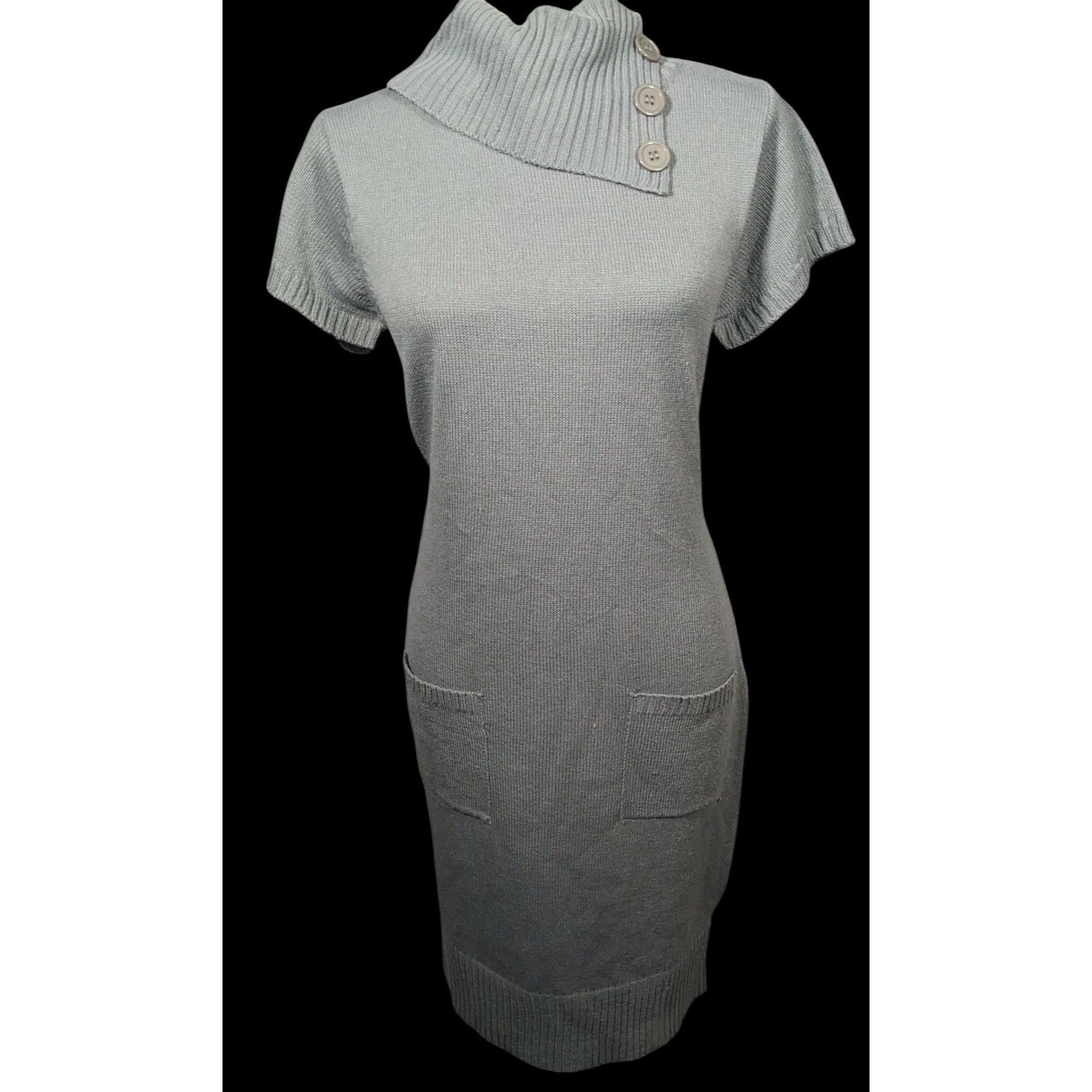 Other Tiana B Grey Asymmetrical Button Collared Sweater Dress With Size M / US 6-8 / IT 42-44 - 1 Thumbnail