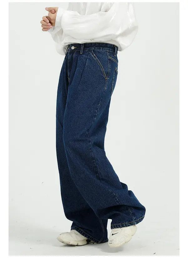 Japanese Brand VIBE Dark blue loose wide leg straight jeans Size US 32 / EU 48 - 7 Thumbnail