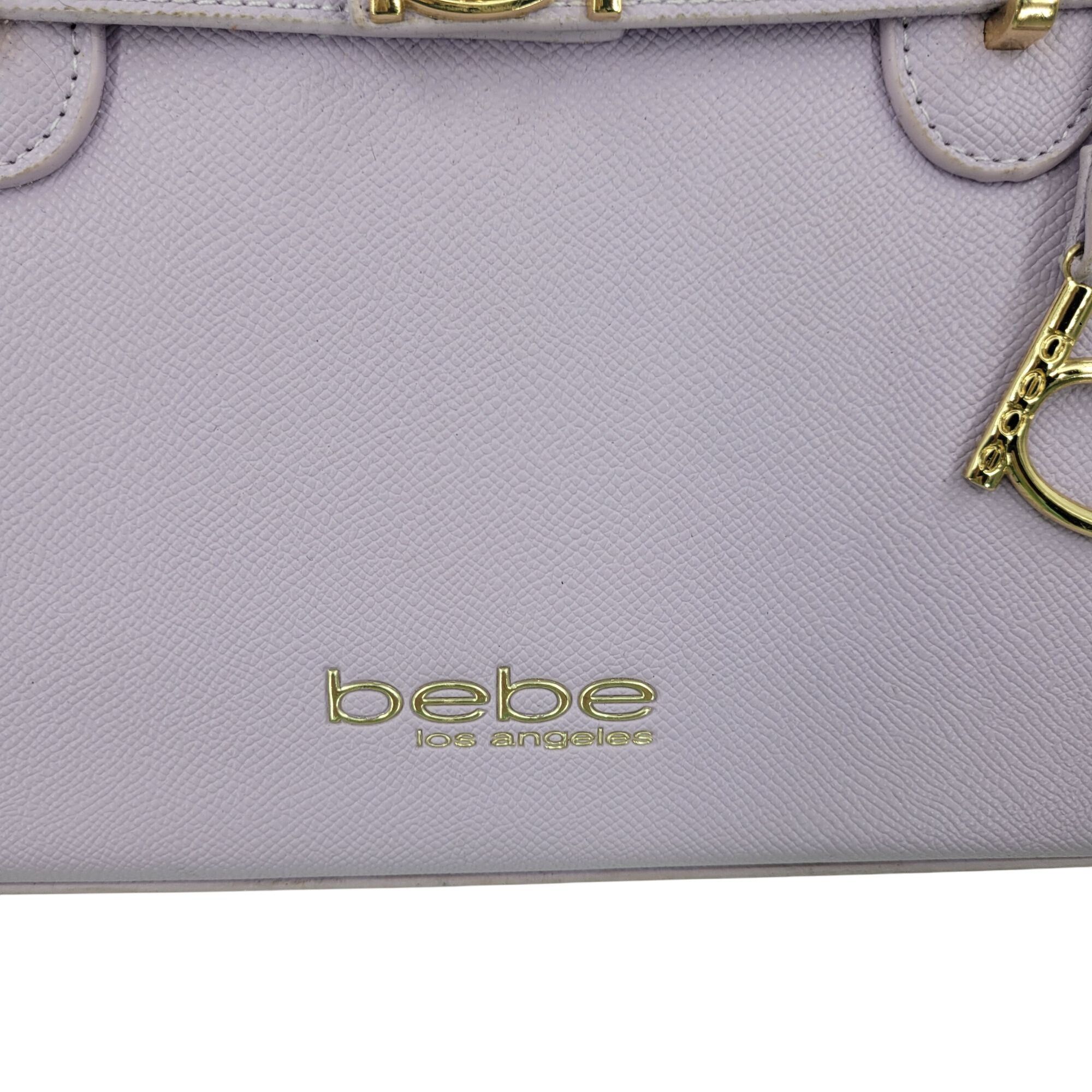 Bebe Womens Vegan Evie Satchel Bag Lilac Pastel Purple Faux